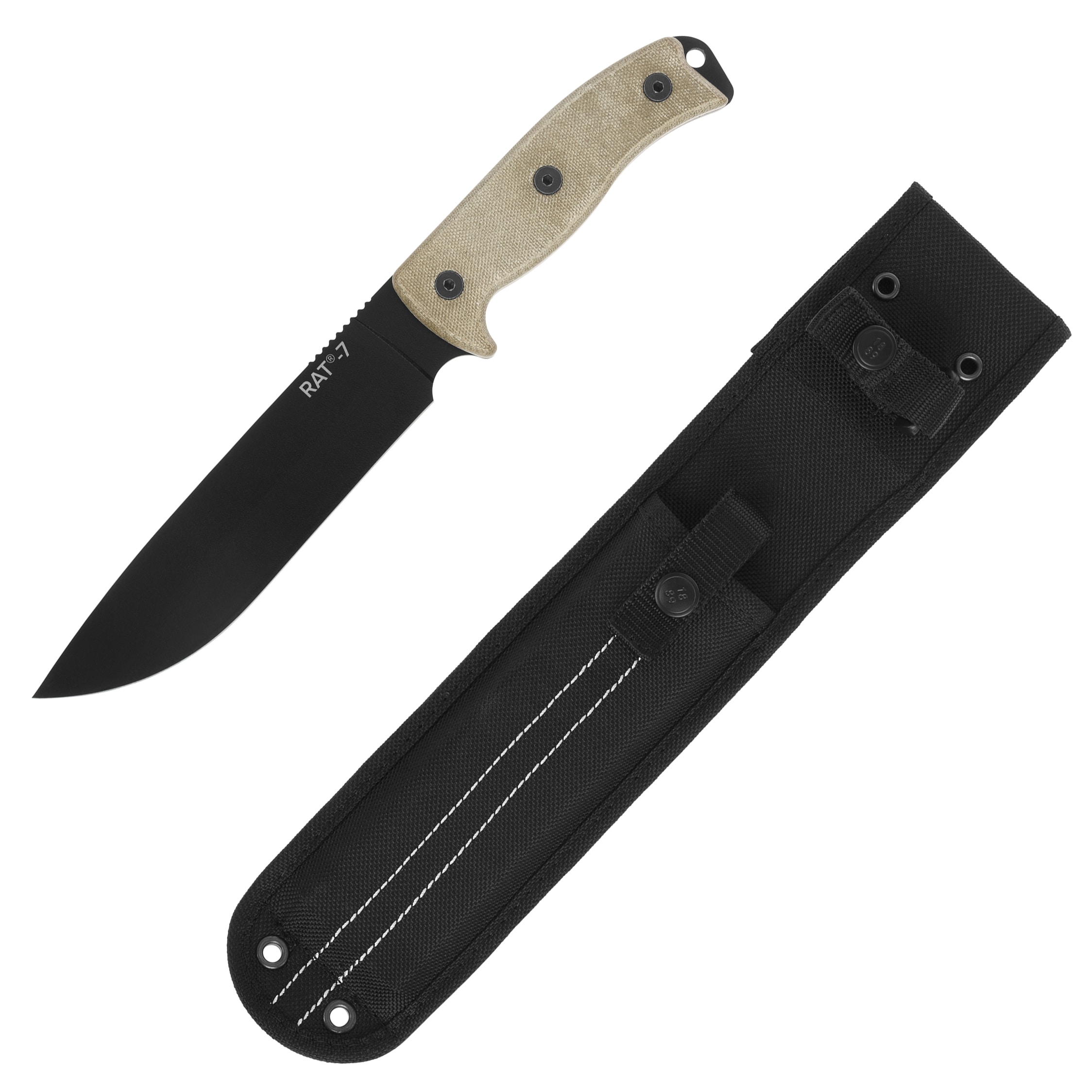 Nóż Ontario Rat 7 Nylon Sheath - Black Edge