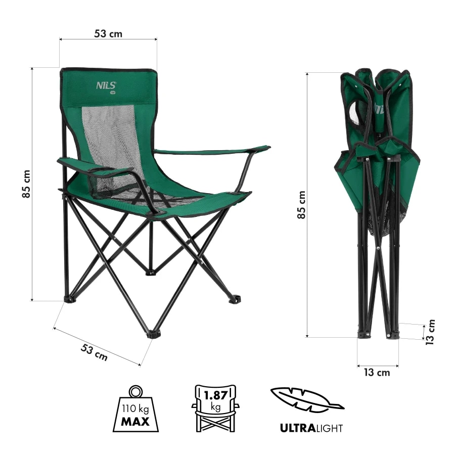 Туристичне крісло Nils Camp NC3302 - Green/Black