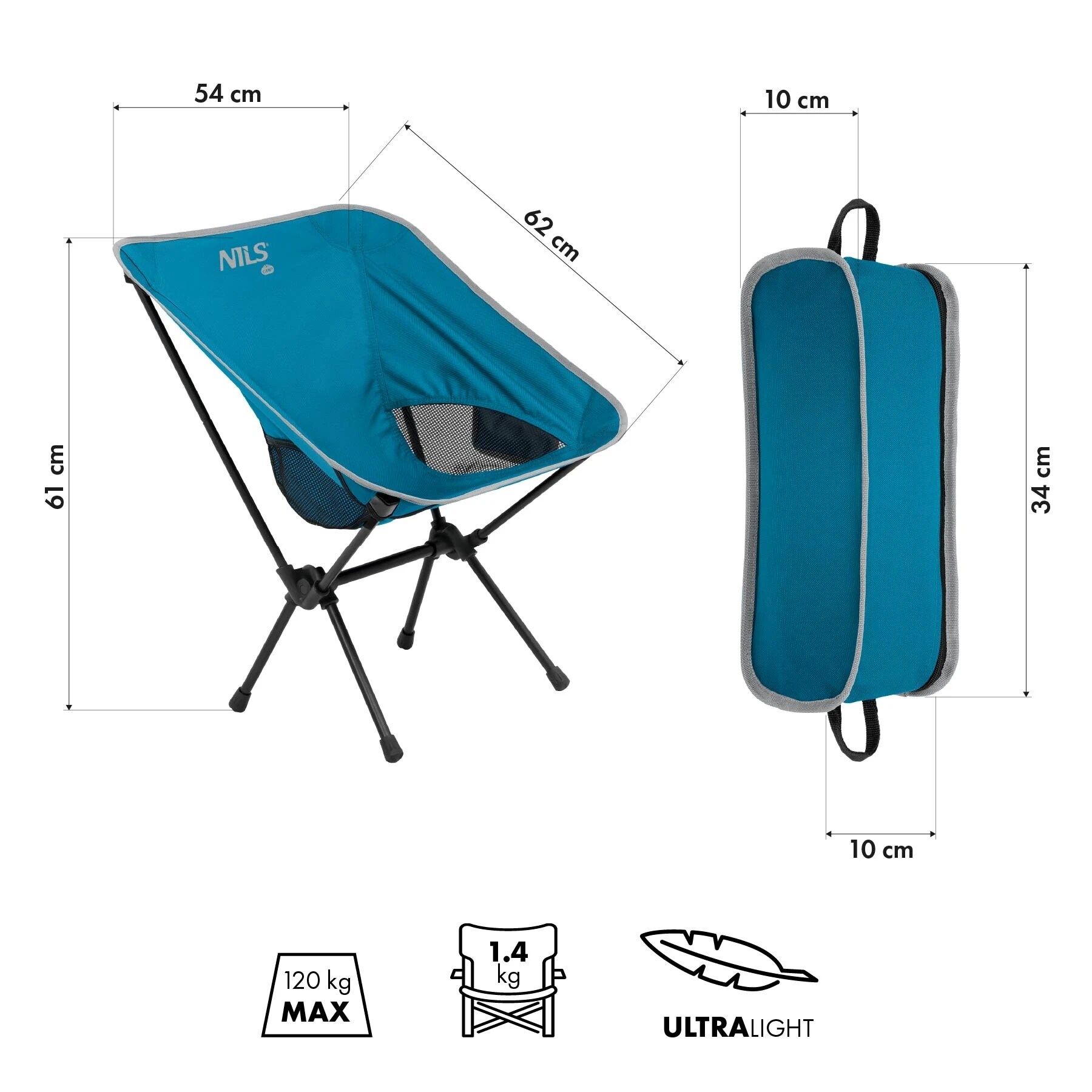 Туристичне крісло Nils Camp Ultralight NC3320 - Blue