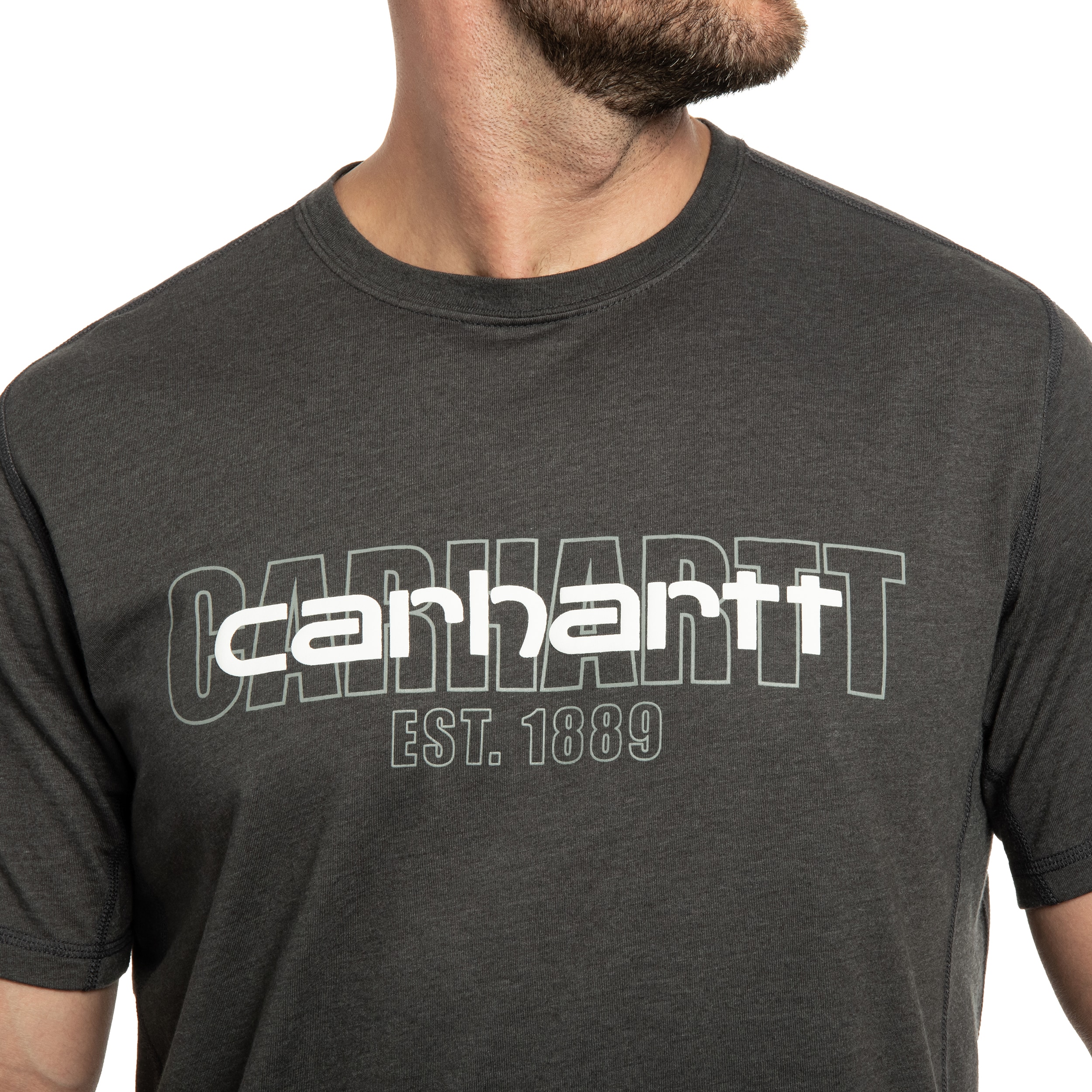 Футболка Carhartt Force Midweight S/S Logo Graphic - Carbon Heather