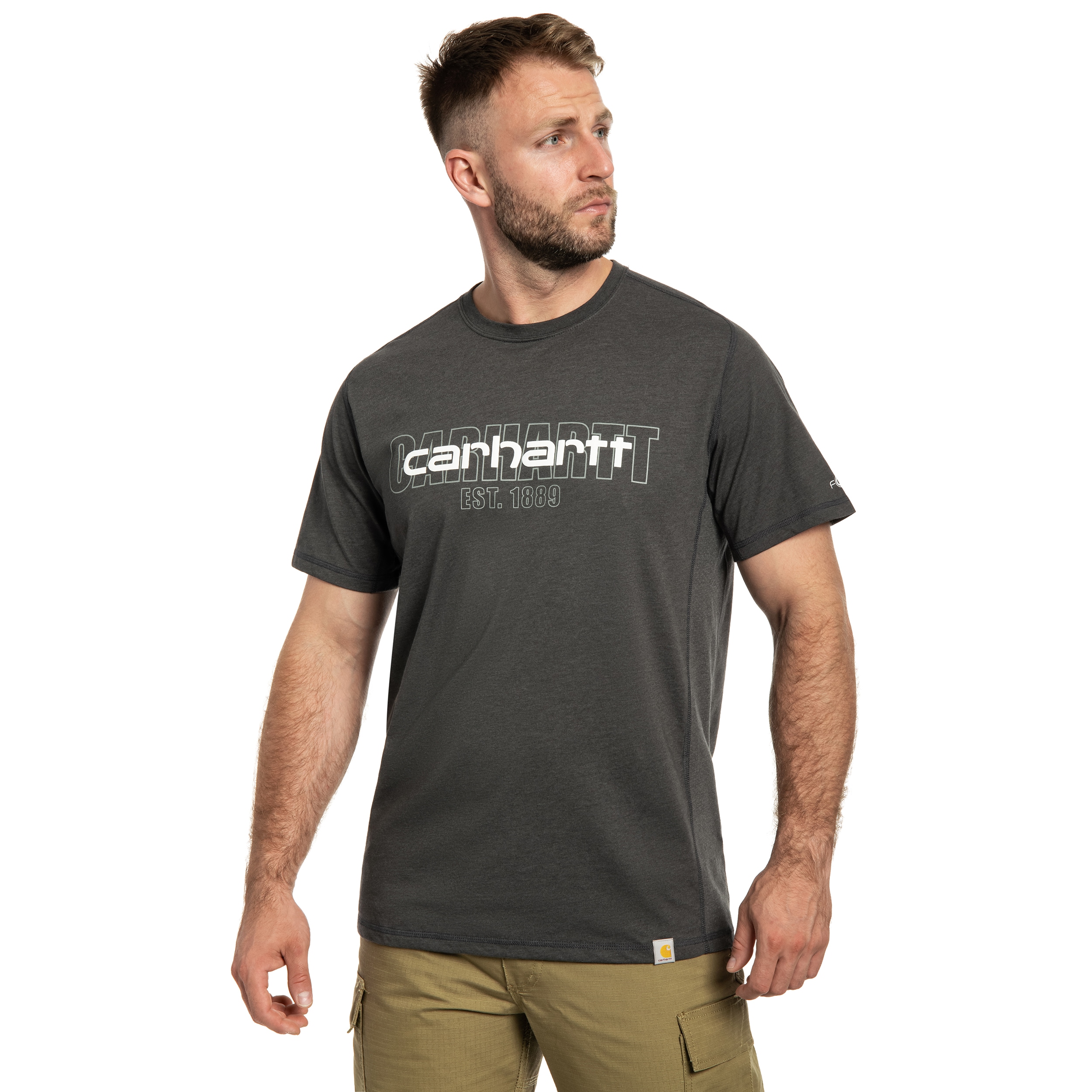 Футболка Carhartt Force Midweight S/S Logo Graphic - Carbon Heather