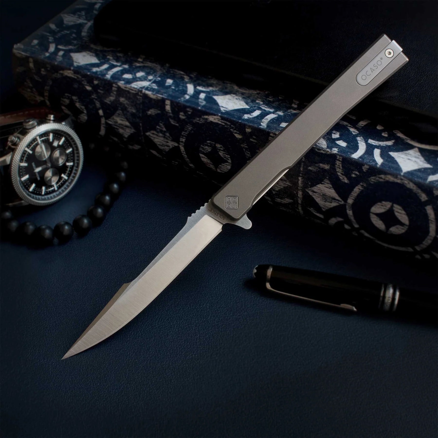 Nóż składany Ocaso Solstice Harpoon Titanium - Satin