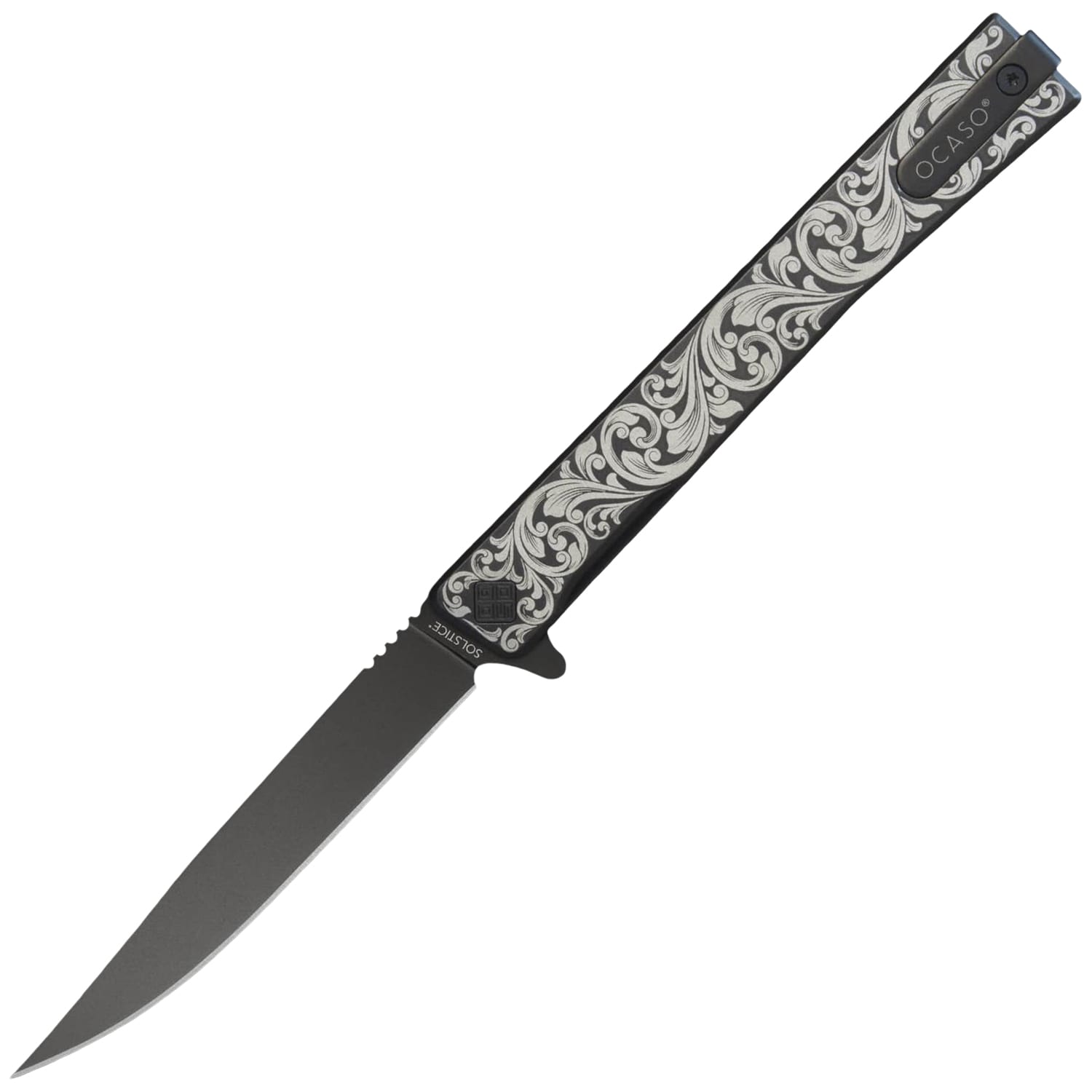 Nóż składany Ocaso Solstice Engraved Titanium Scroll - Black