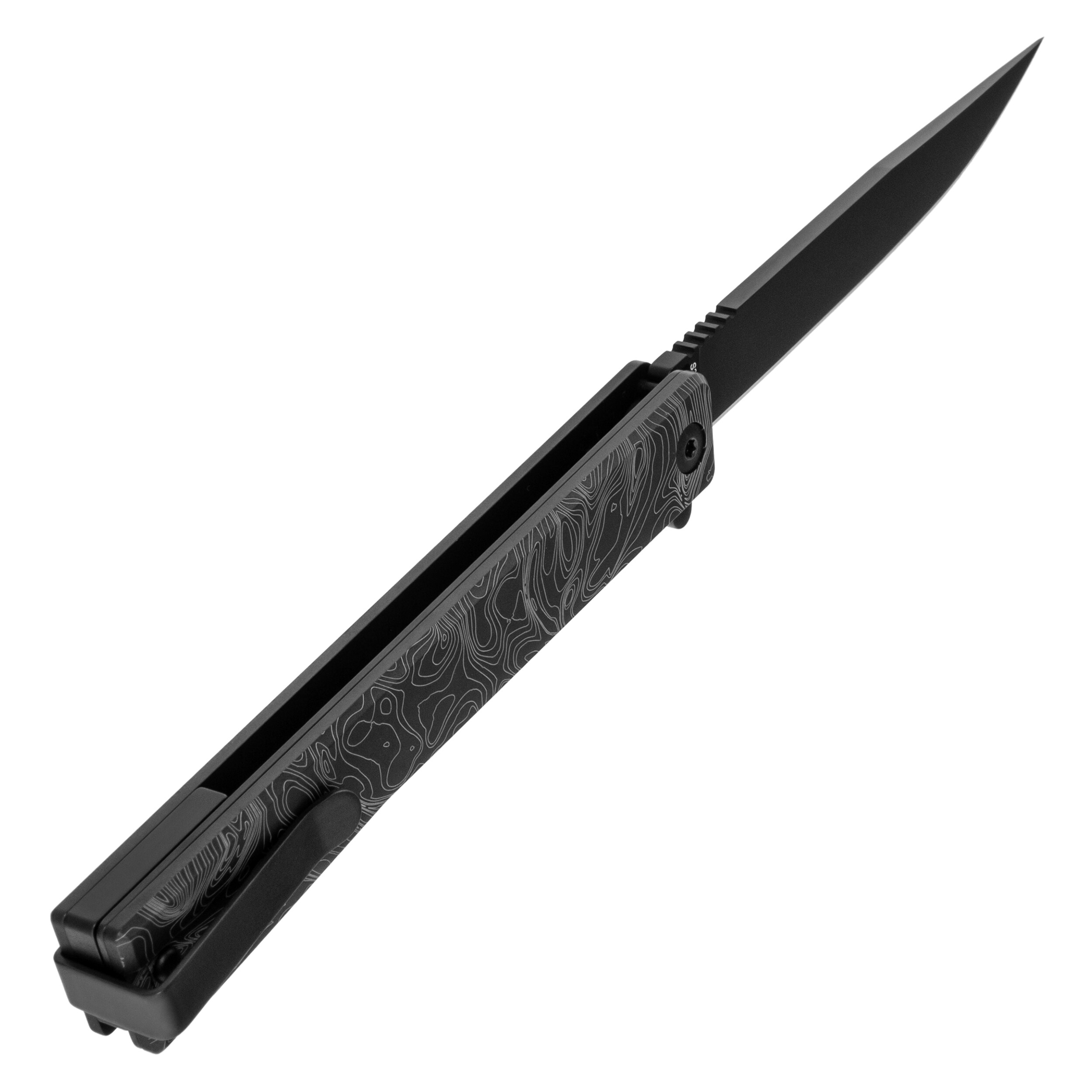 Nóż składany Ocaso Solstice Engraved Titanium - Black/Topo
