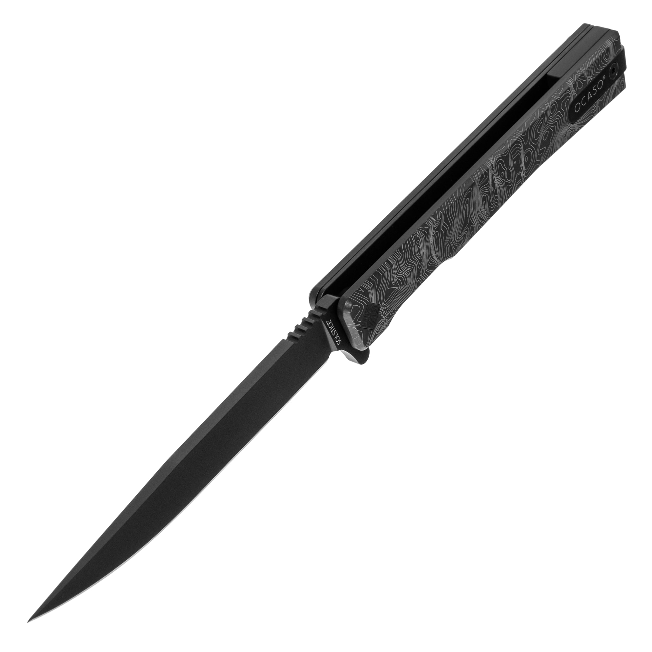 Nóż składany Ocaso Solstice Engraved Titanium - Black/Topo