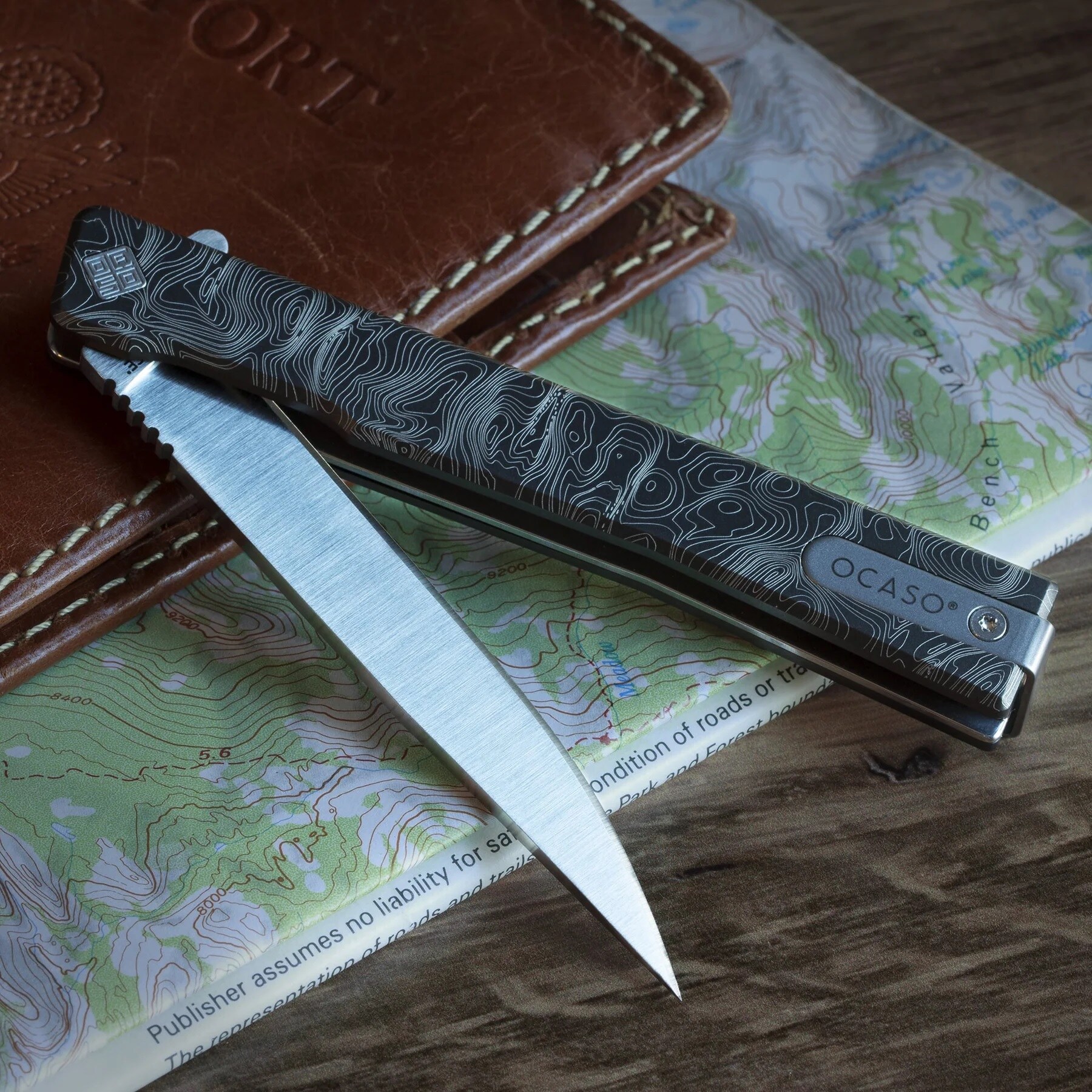 Nóż składany Ocaso Solstice Engraved Titanium - Satin/Topo