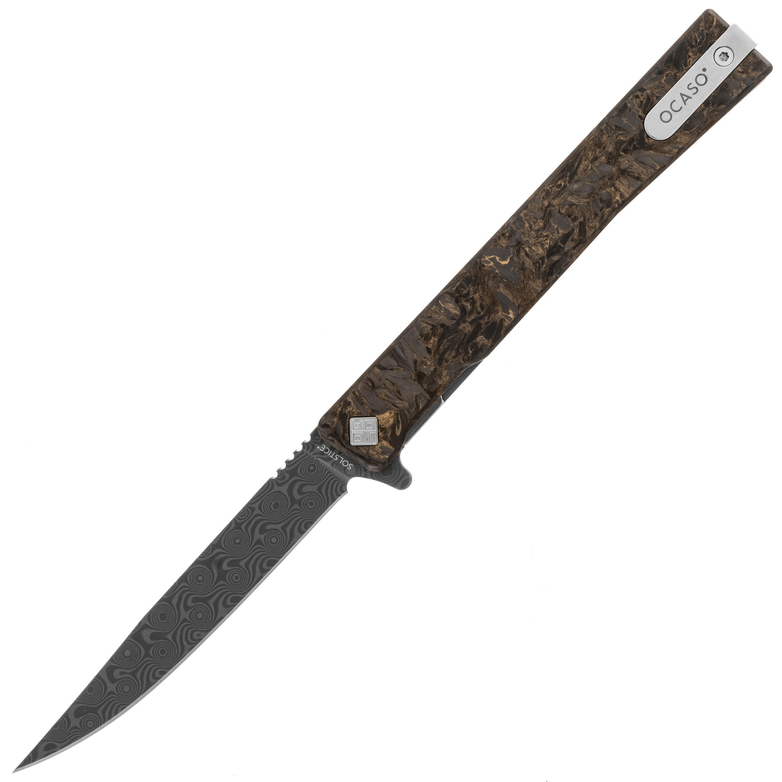 Nóż składany Ocaso Solstice Damascus Fat Carbon - Dark Matter Bronze
