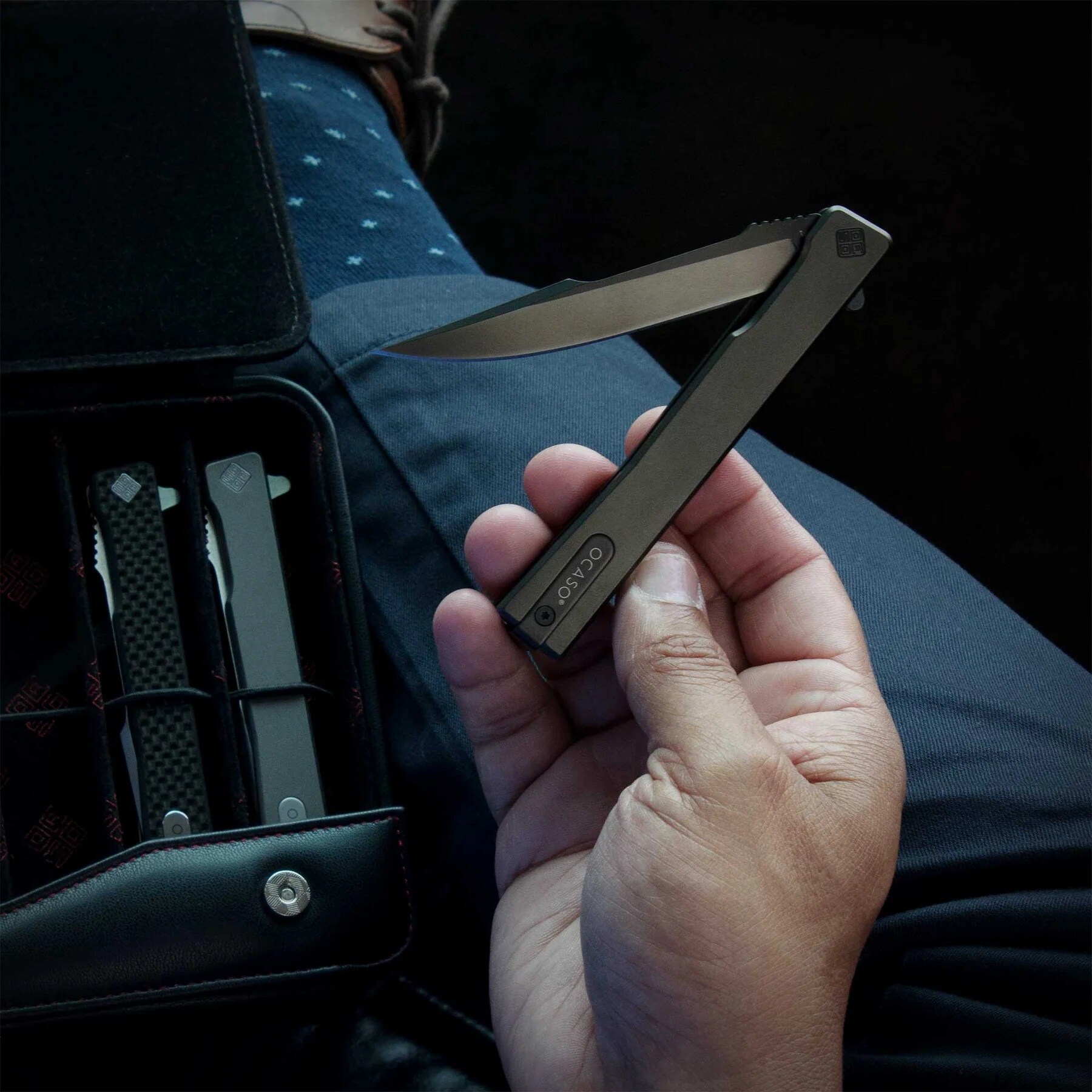 Nóż składany Ocaso Solstice Harpoon Titanium - Black