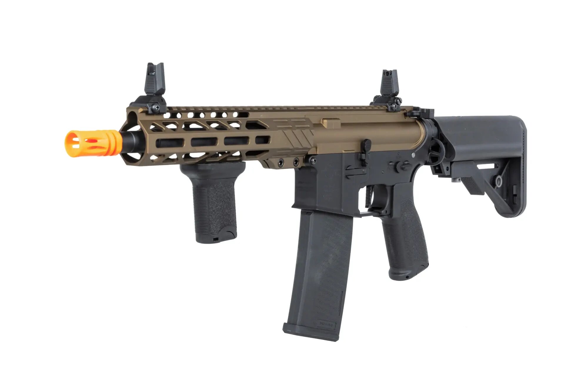 Karabinek szturmowy AEG Specna Arms RRA SA-E25 HAL ETU z pomarańczowym urządzeniem wylotowym - Chaos Bronze