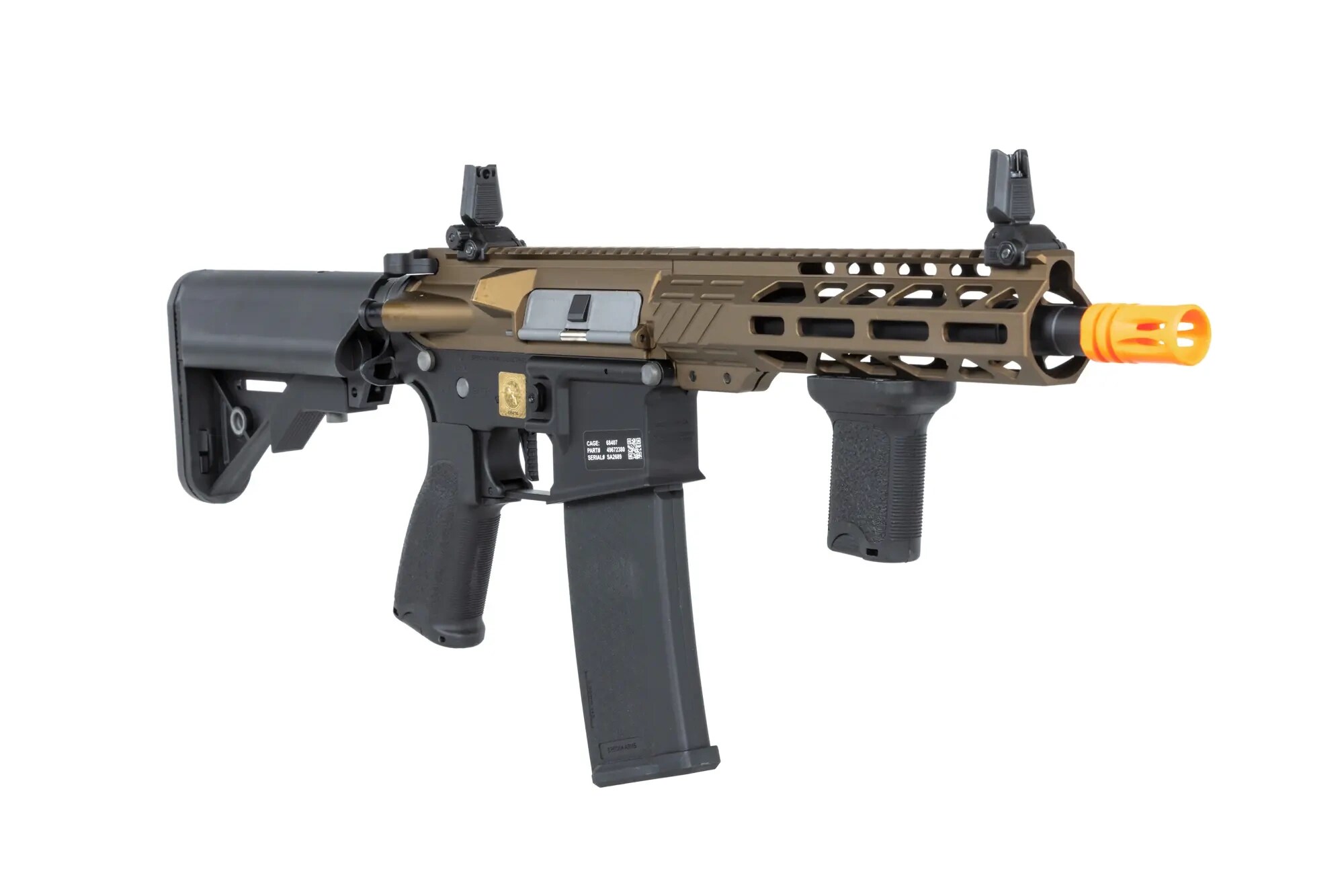 Karabinek szturmowy AEG Specna Arms RRA SA-E25 HAL ETU z pomarańczowym urządzeniem wylotowym - Chaos Bronze
