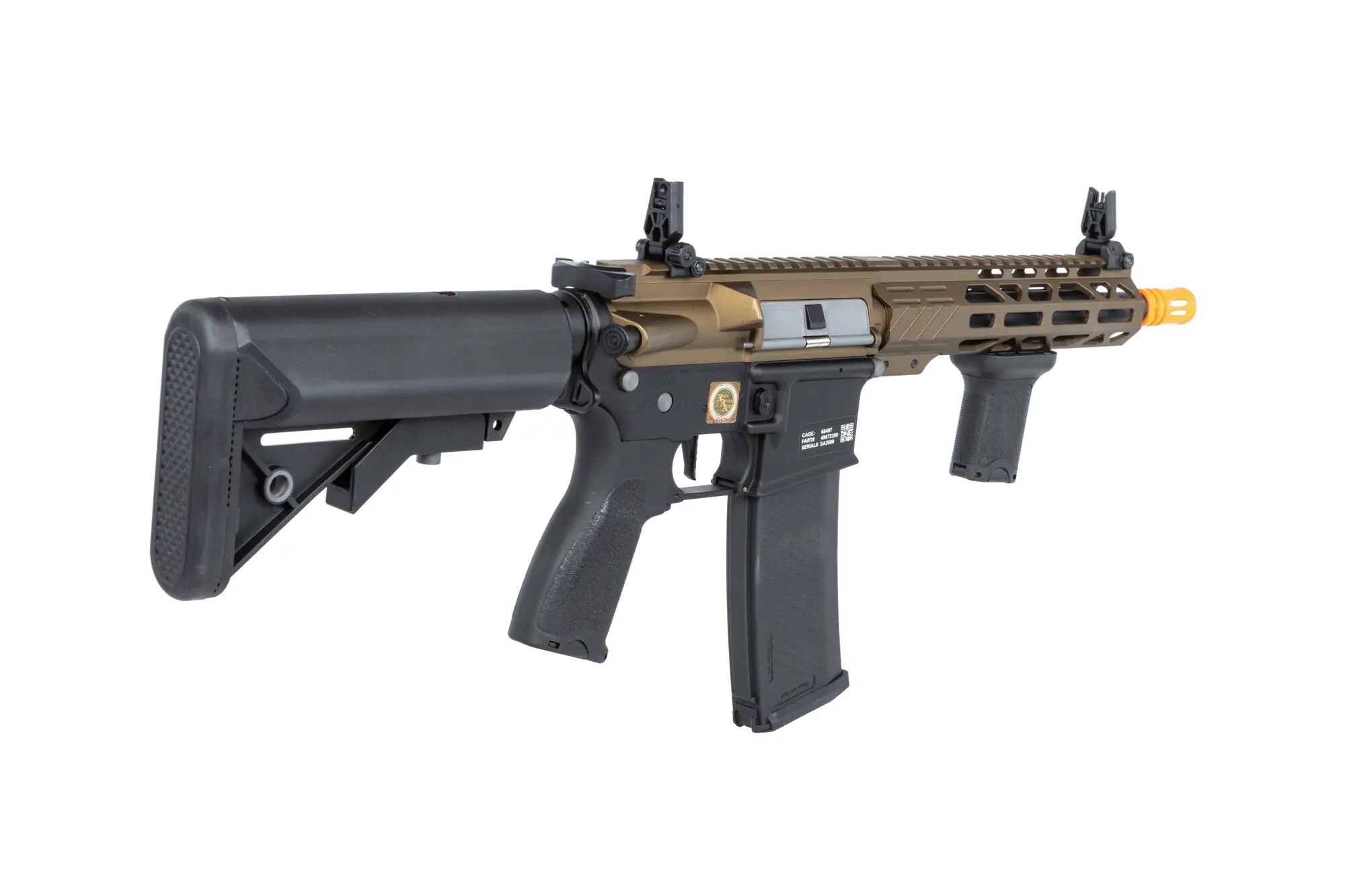 Karabinek szturmowy AEG Specna Arms RRA SA-E25 HAL ETU z pomarańczowym urządzeniem wylotowym - Chaos Bronze