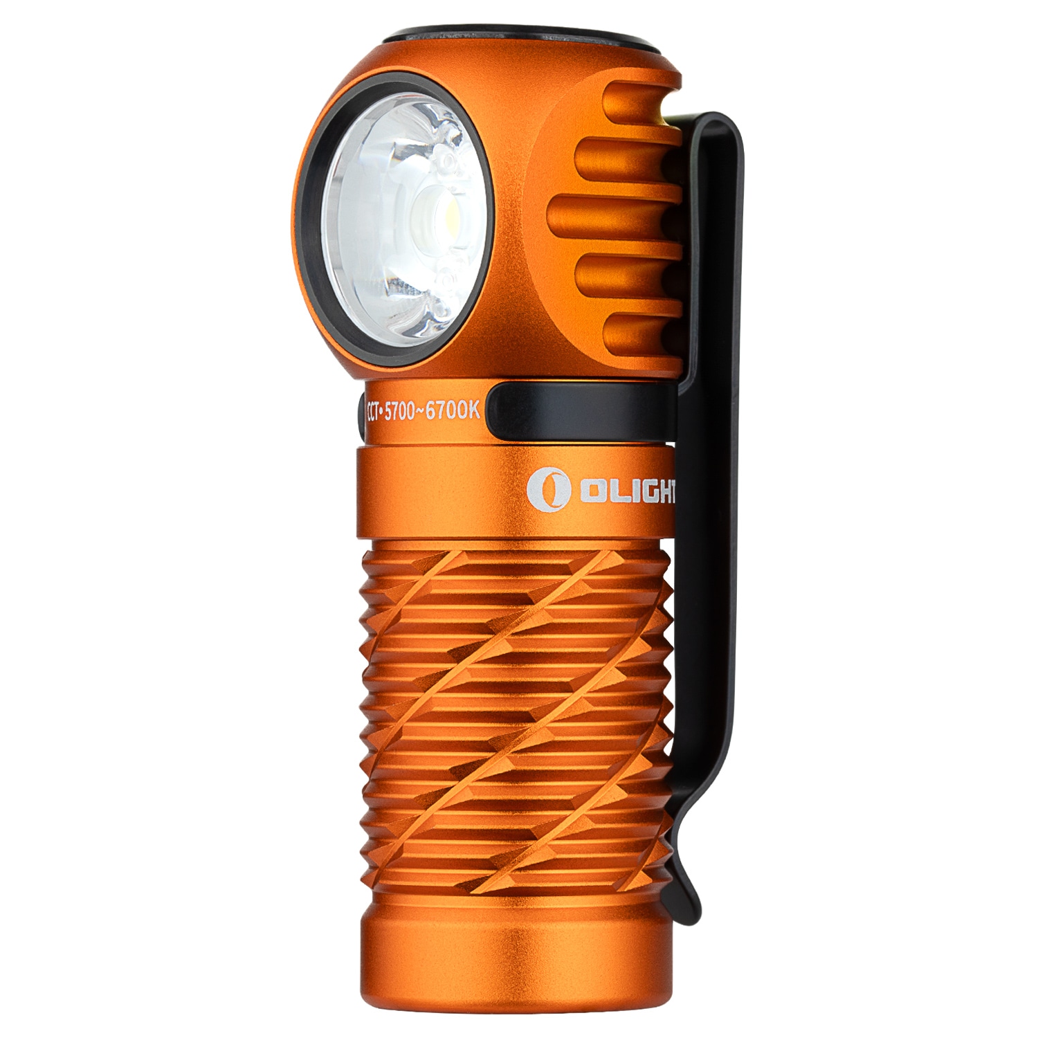 Latarka czołowa i kątowa Olight Perun 3 Mini Premium Cool White Orange z opaską - 1250 lumenów