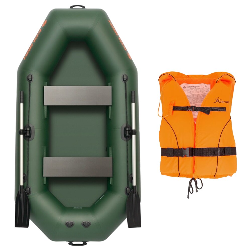 Ponton Kolibri K-240T z podłogą rolowaną i pawężą do silnika + Kamizelka ratunkowa Olimp Standard 100N - zestaw