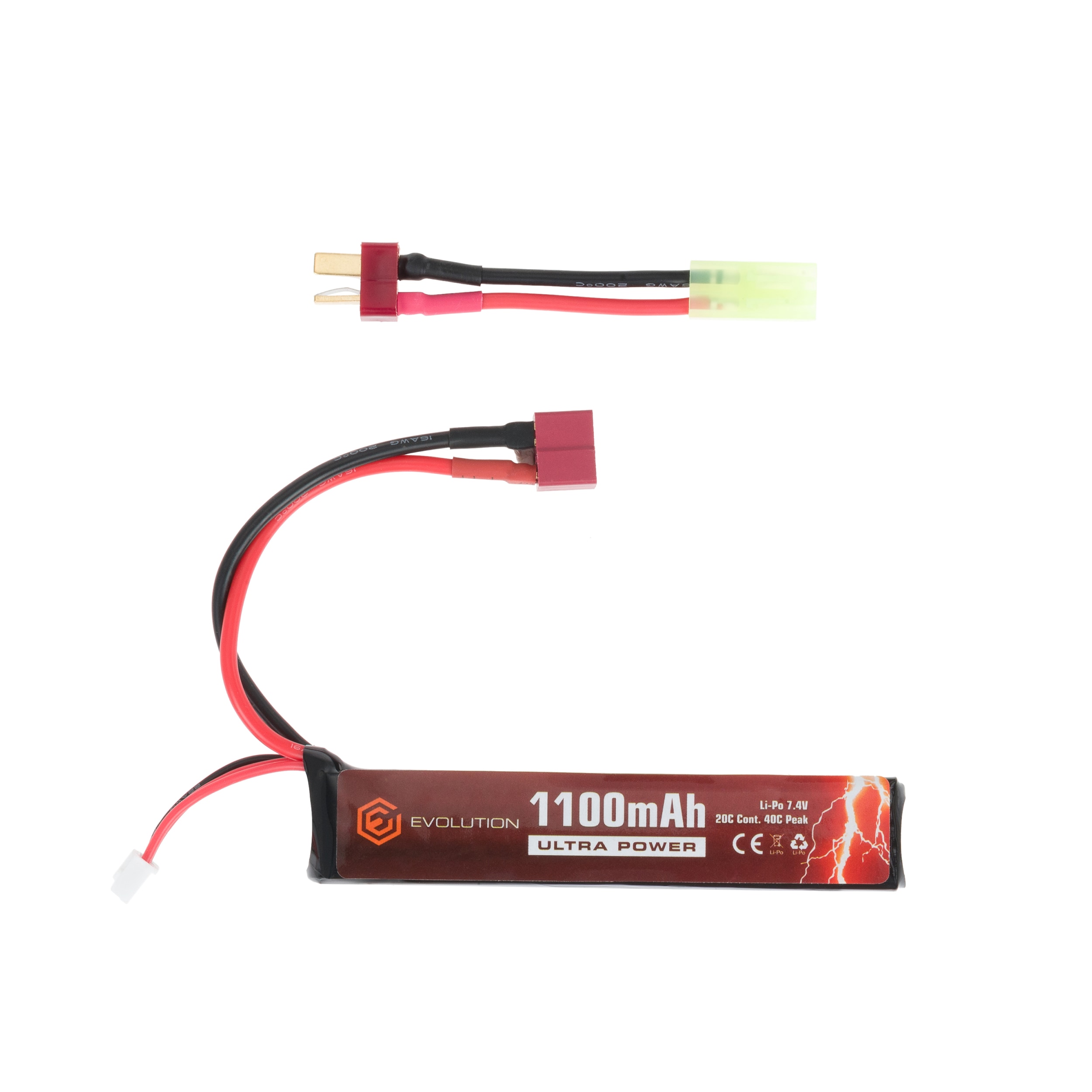Akumulator Evolution Li-Po 7,4V 1100 mAH 20/40C Peak - Deans/T-connect