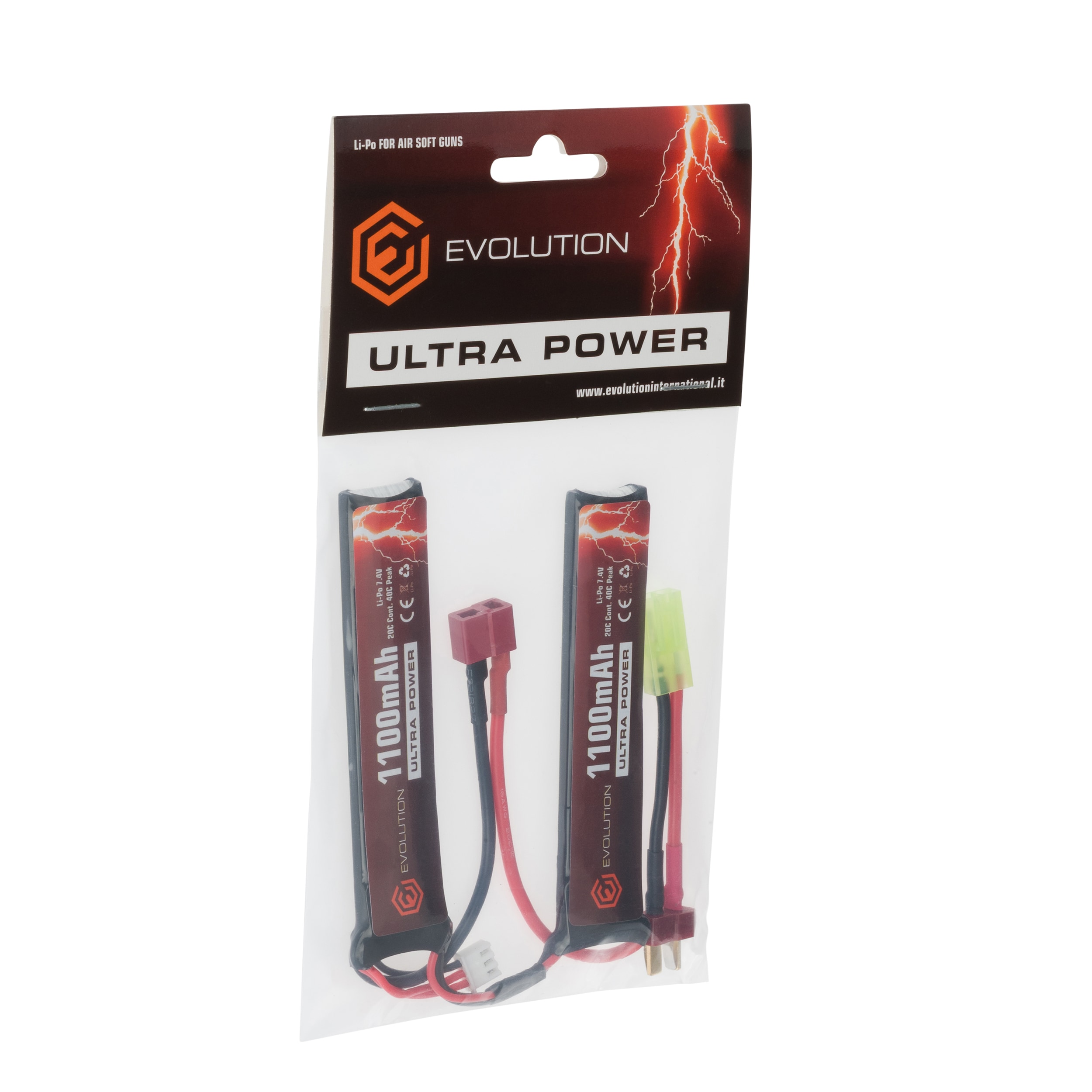 Akumulator Evolution Li-Po 7,4V 1100 mAH 20/40C Peak Dwudzielny - Deans/T-connect