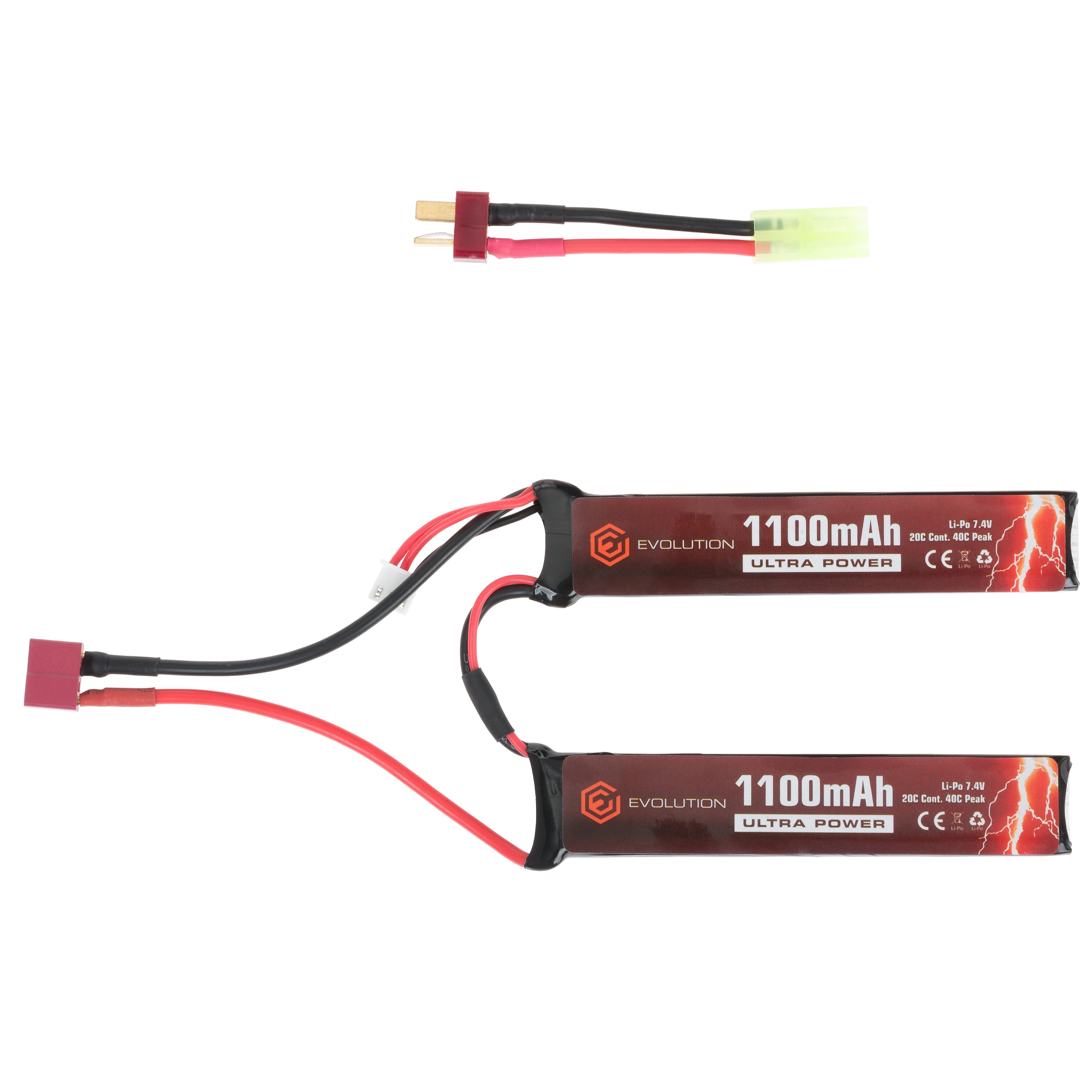 Akumulator Evolution Li-Po 7,4V 1100 mAH 20/40C Peak Dwudzielny - Deans/T-connect