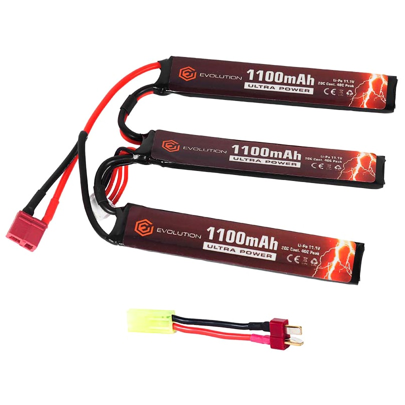 Акумулятор Evolution Li-Po 11,1 В 1100 мАг 20/40C Peak Тримодульний - Deans/T-connect