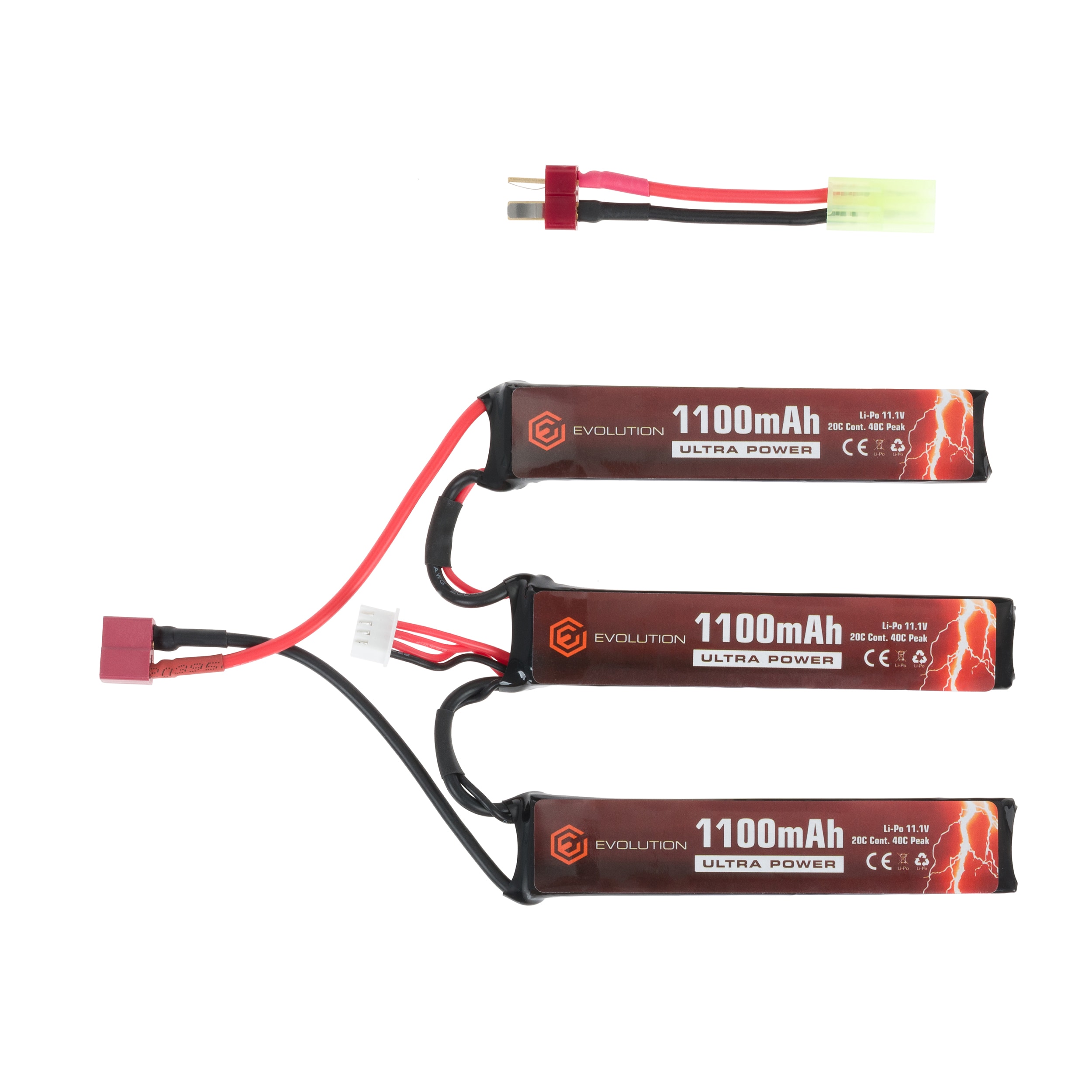 Akumulator Evolution Li-Po 11,1V 1100 mAH 20/40C Peak Trójdzielny - Deans/T-connect