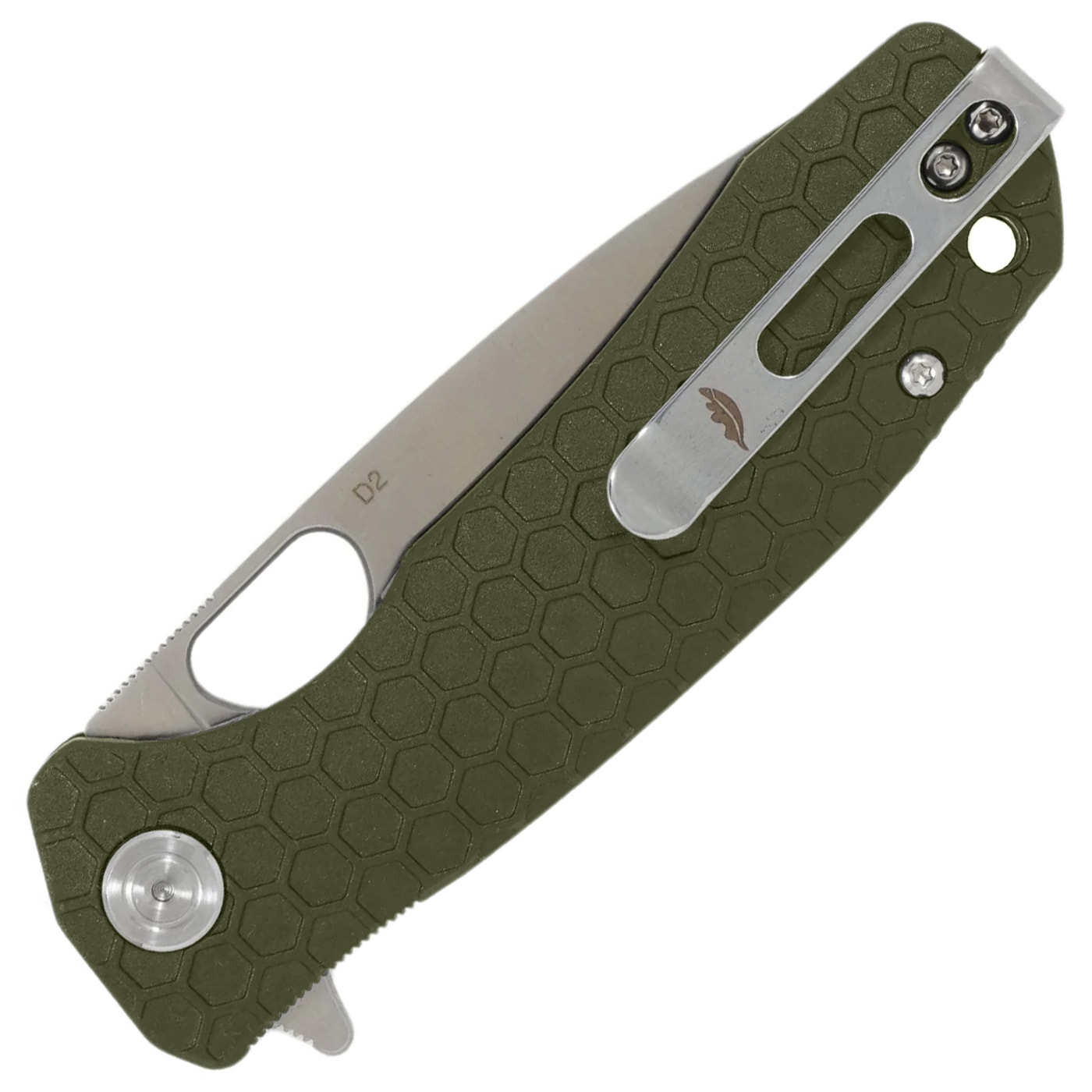 Nóż składany Honey Badger Drop-Point Flipper Medium D2 - Green