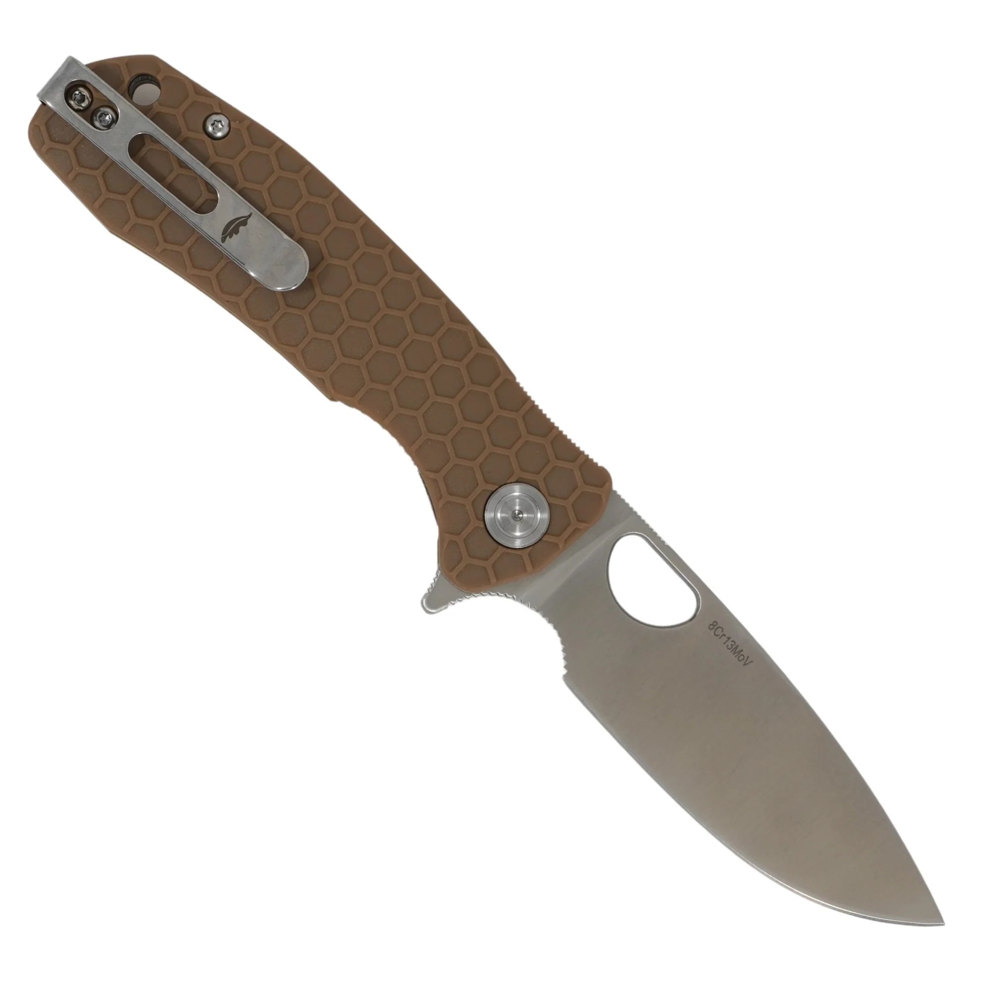 Nóż składany Honey Badger Drop-Point Flipper Small 8Cr13MoV - Tan