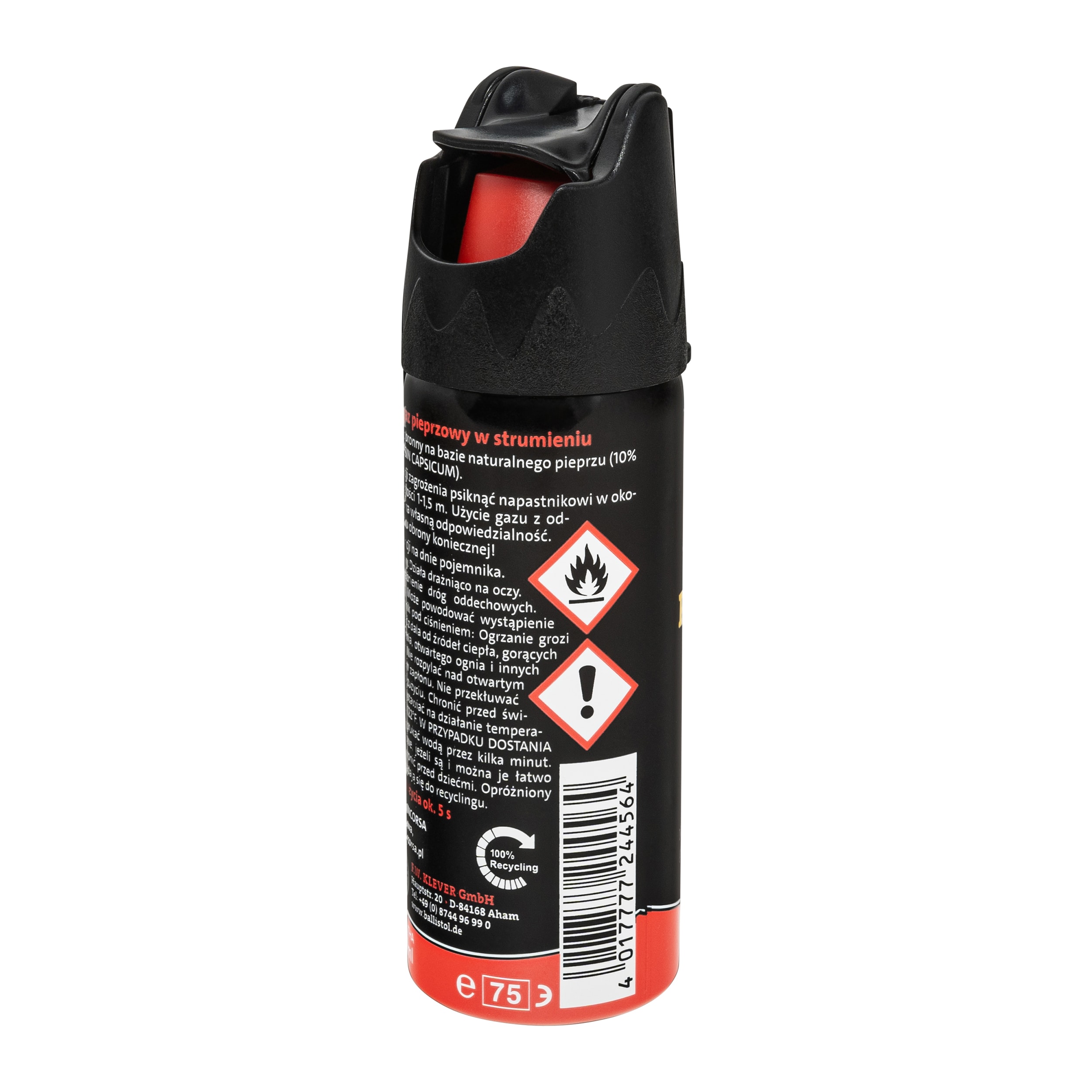 Gaz pieprzowy na zwierzęta Klever KO JET 50 ml - strumień (DE)