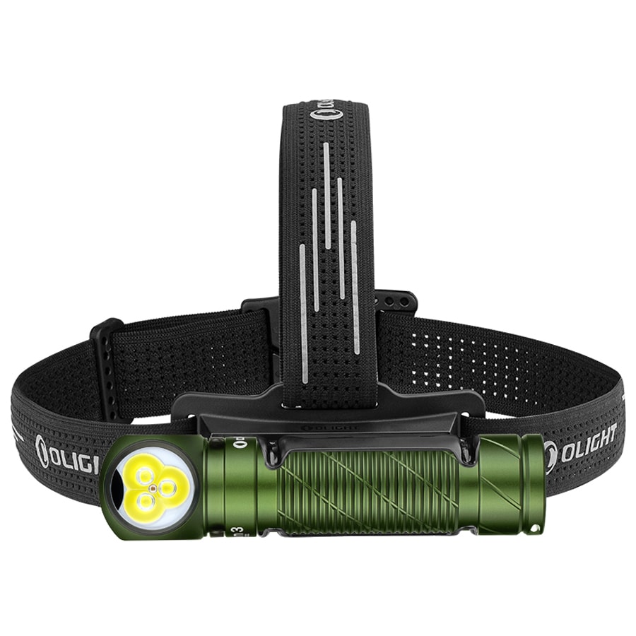 Налобний та кутовий ліхтарик Olight Perun 3 OD Green з пов'язкою - 3000 люменів