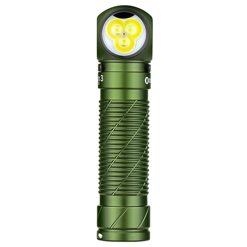 Налобний та кутовий ліхтарик Olight Perun 3 OD Green з пов'язкою - 3000 люменів