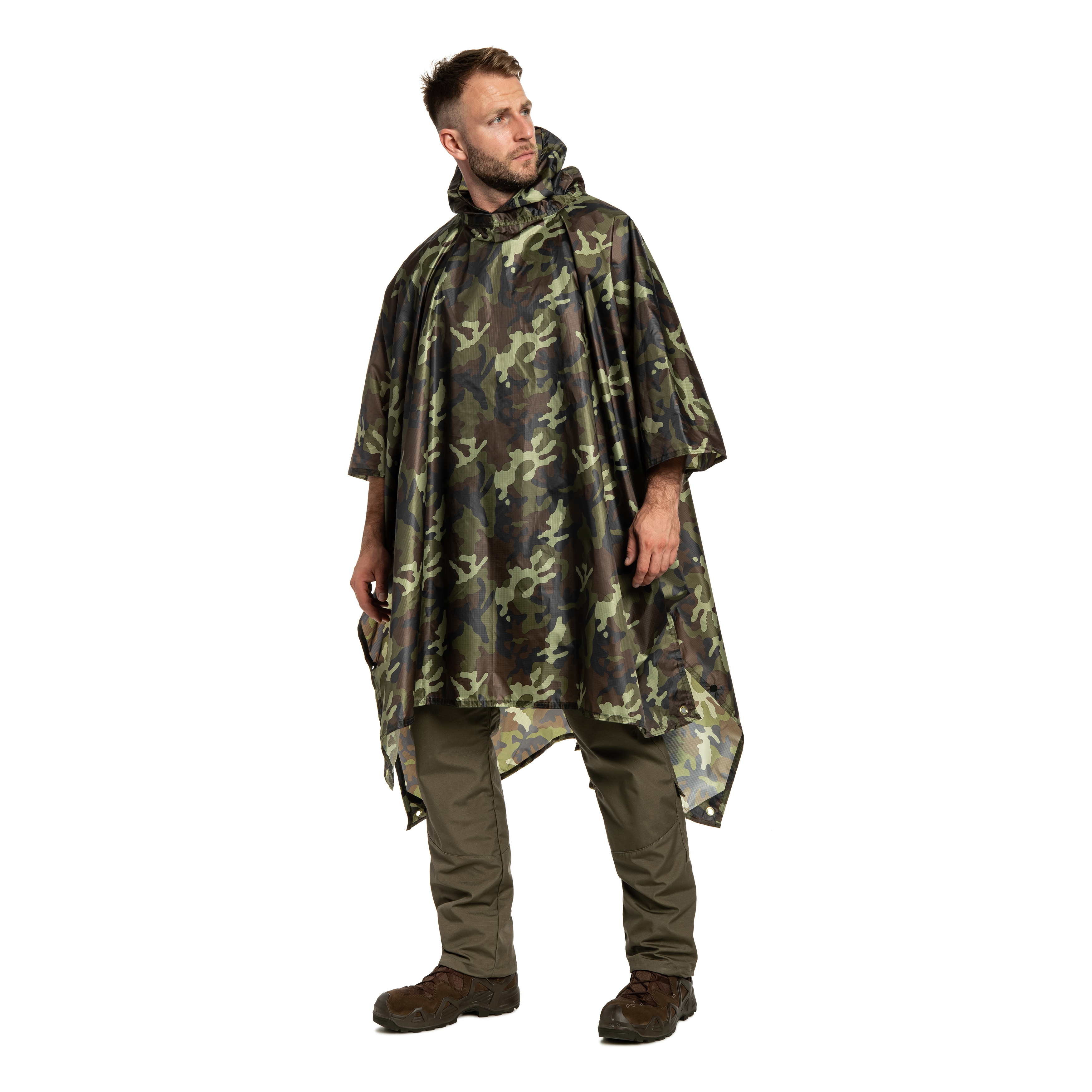 Ponczo Badger Outdoor Rain Poncho Ripstop - Woodland