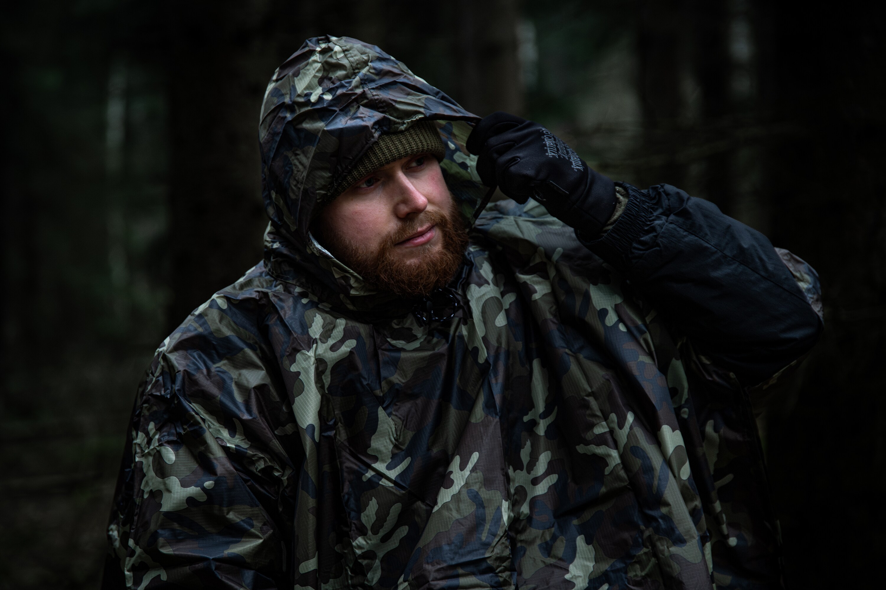Ponczo Badger Outdoor Rain Poncho Ripstop - Woodland