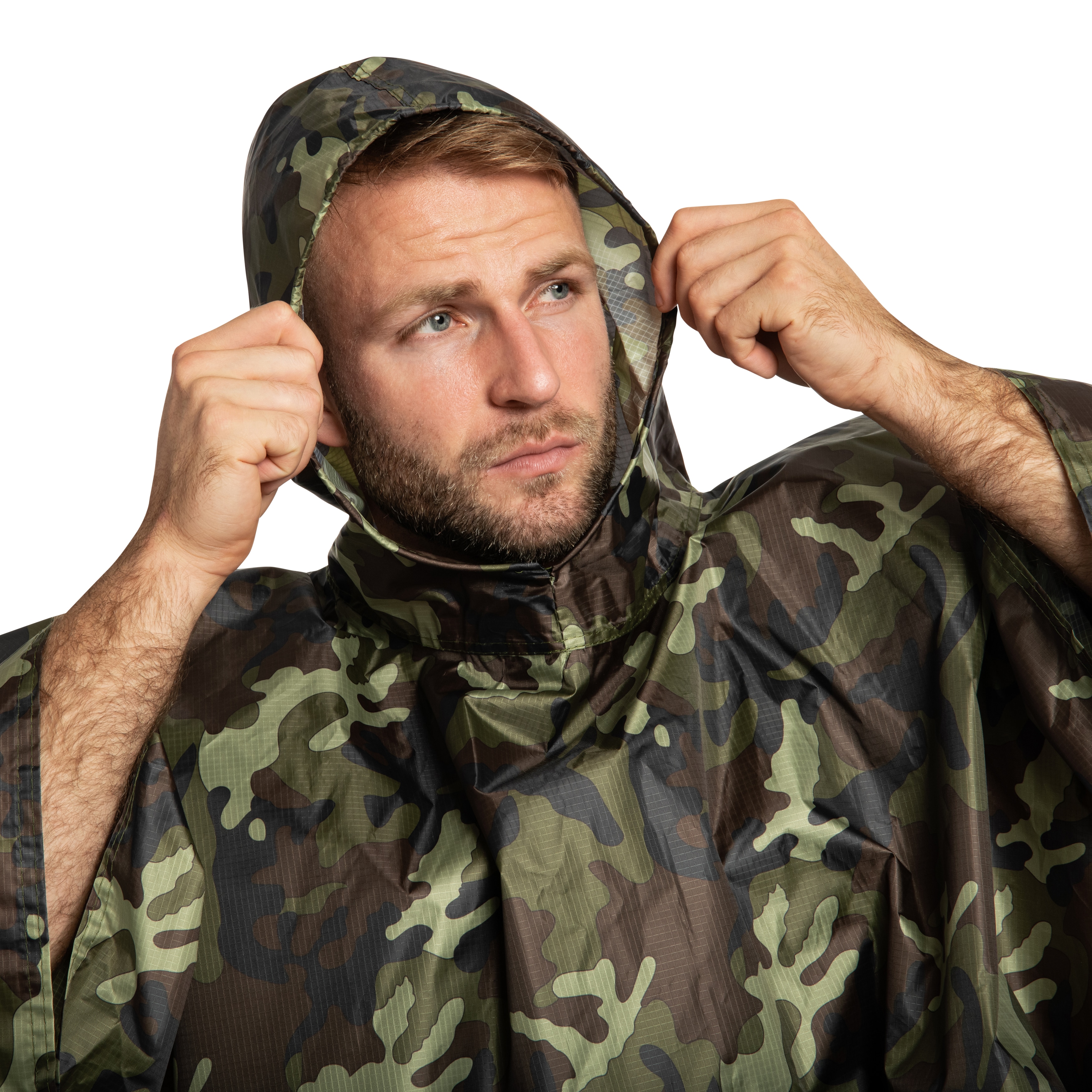 Ponczo Badger Outdoor Rain Poncho Ripstop - Woodland