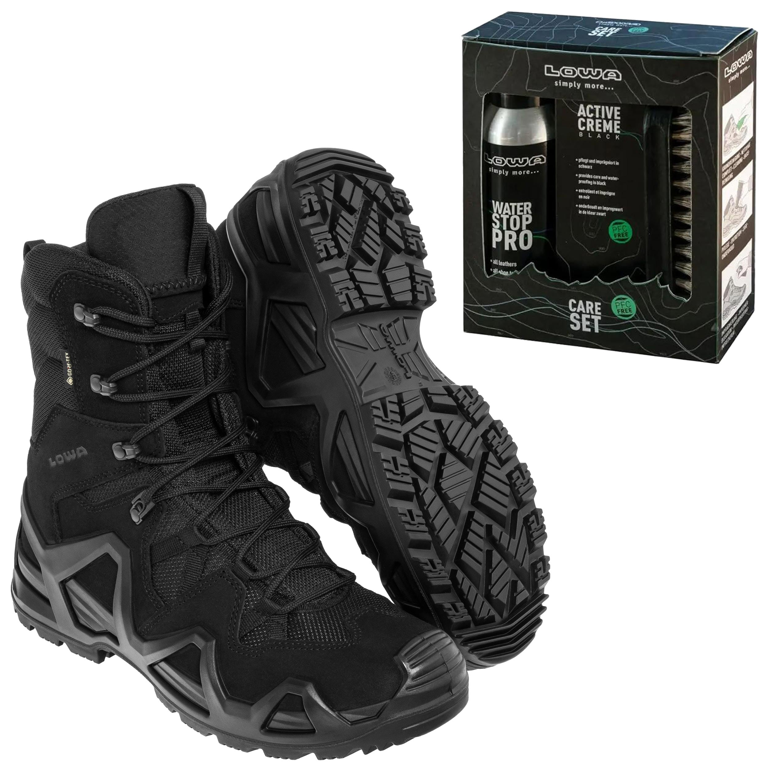 Черевики Zephyr GTX HI MK2 Black + Care Set Lowa для чищення взуття - набір