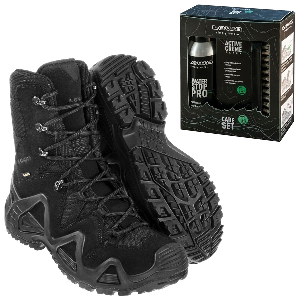 Черевики Zephyr GTX HI TF Black + Care Set Lowa для чищення взуття - набір