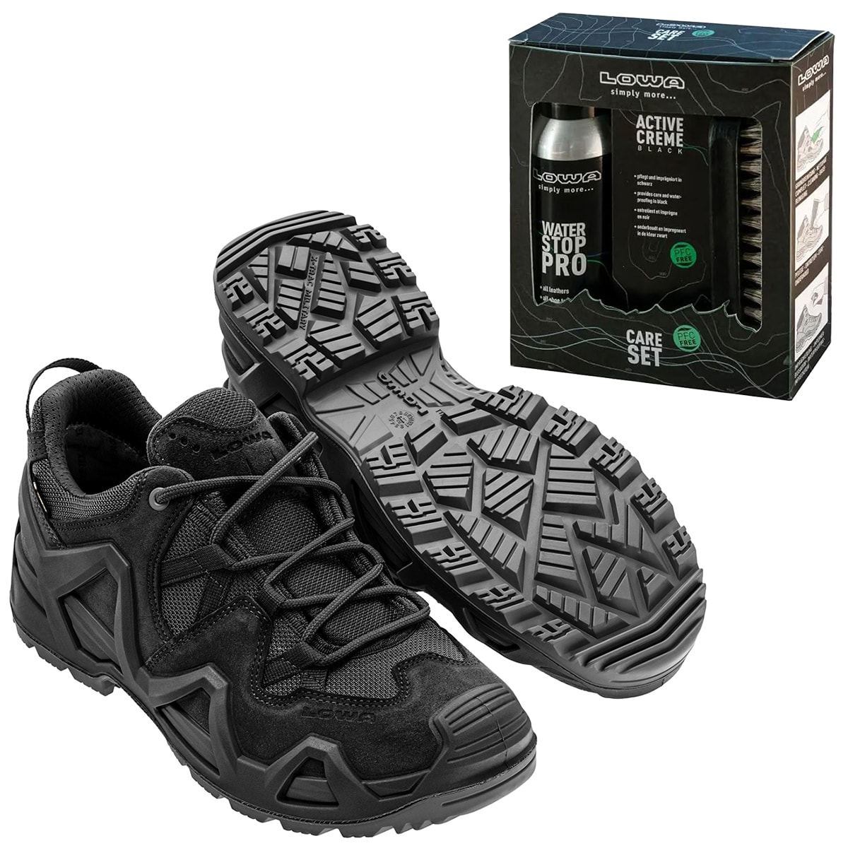 Buty Zephyr GTX Low MK2 Black + Care Set Lowa do czyszczenia obuwia - zestaw