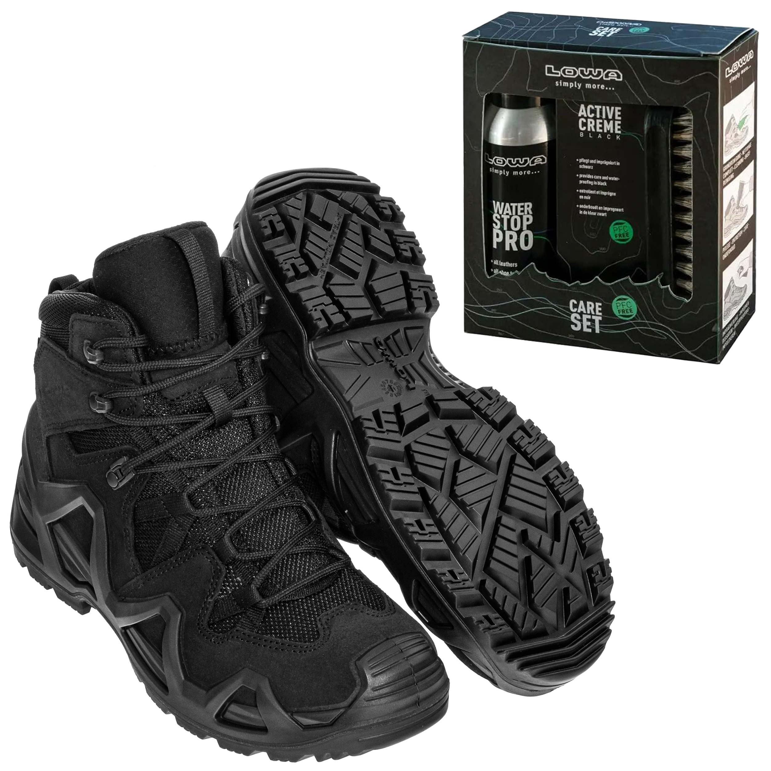 Черевики Zephyr GTX MID MK2 - Black + Care Set Lowa для чищення взуття - набір