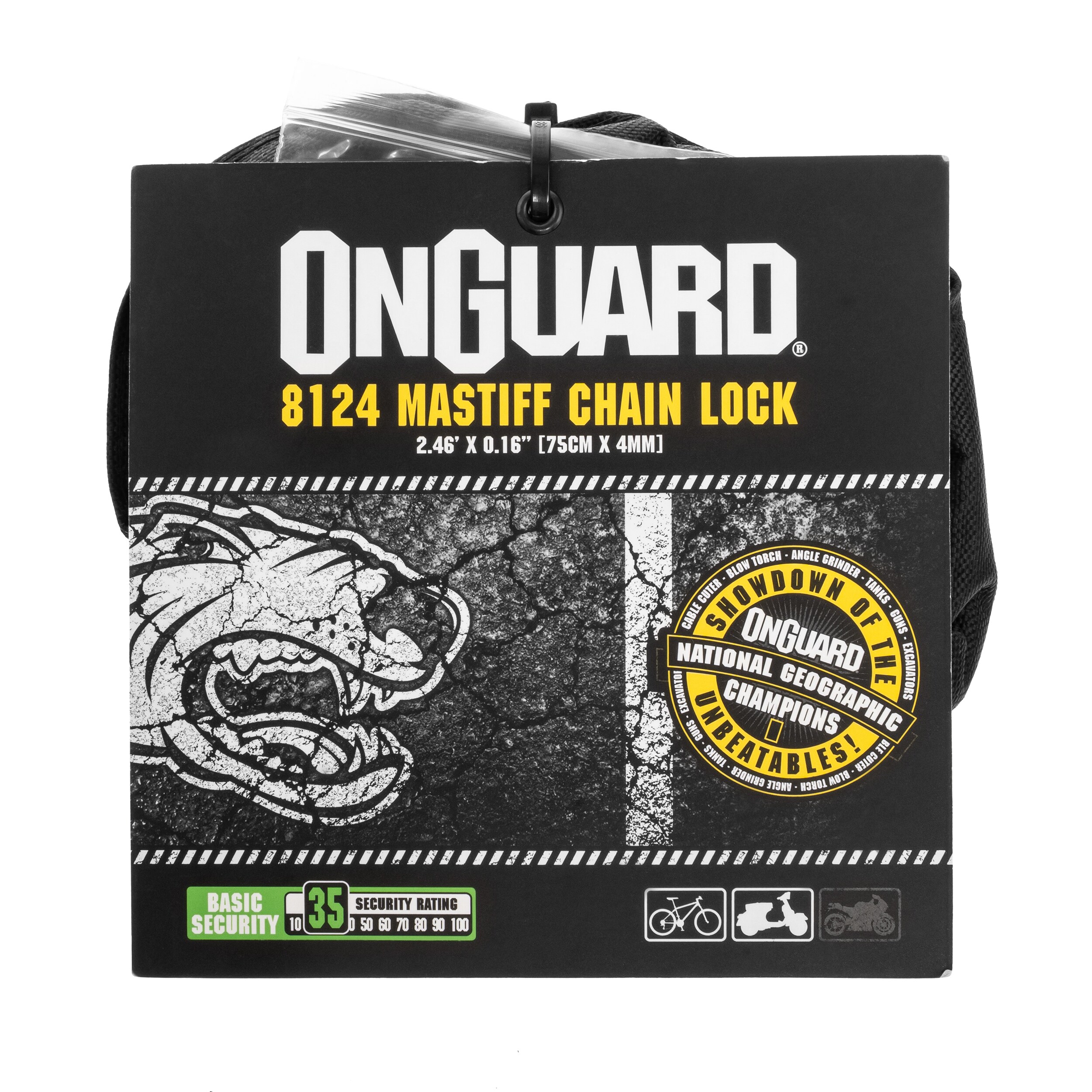 Велосипедний замок OnGuard Mastiff 8124 ланцюг 75 см x 4 мм