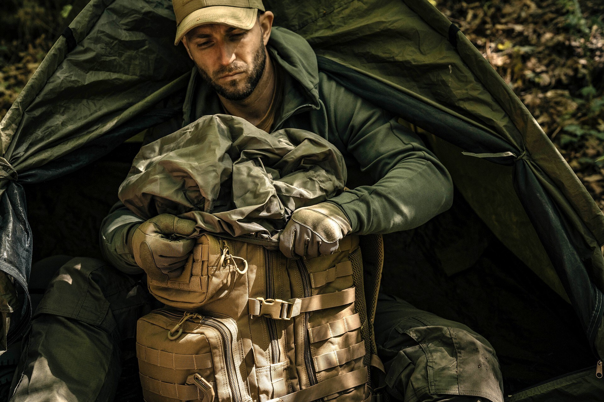 Pokrowiec wodoodporny na plecak Brytzky Tactical Large Cover 34-48 l - Olive