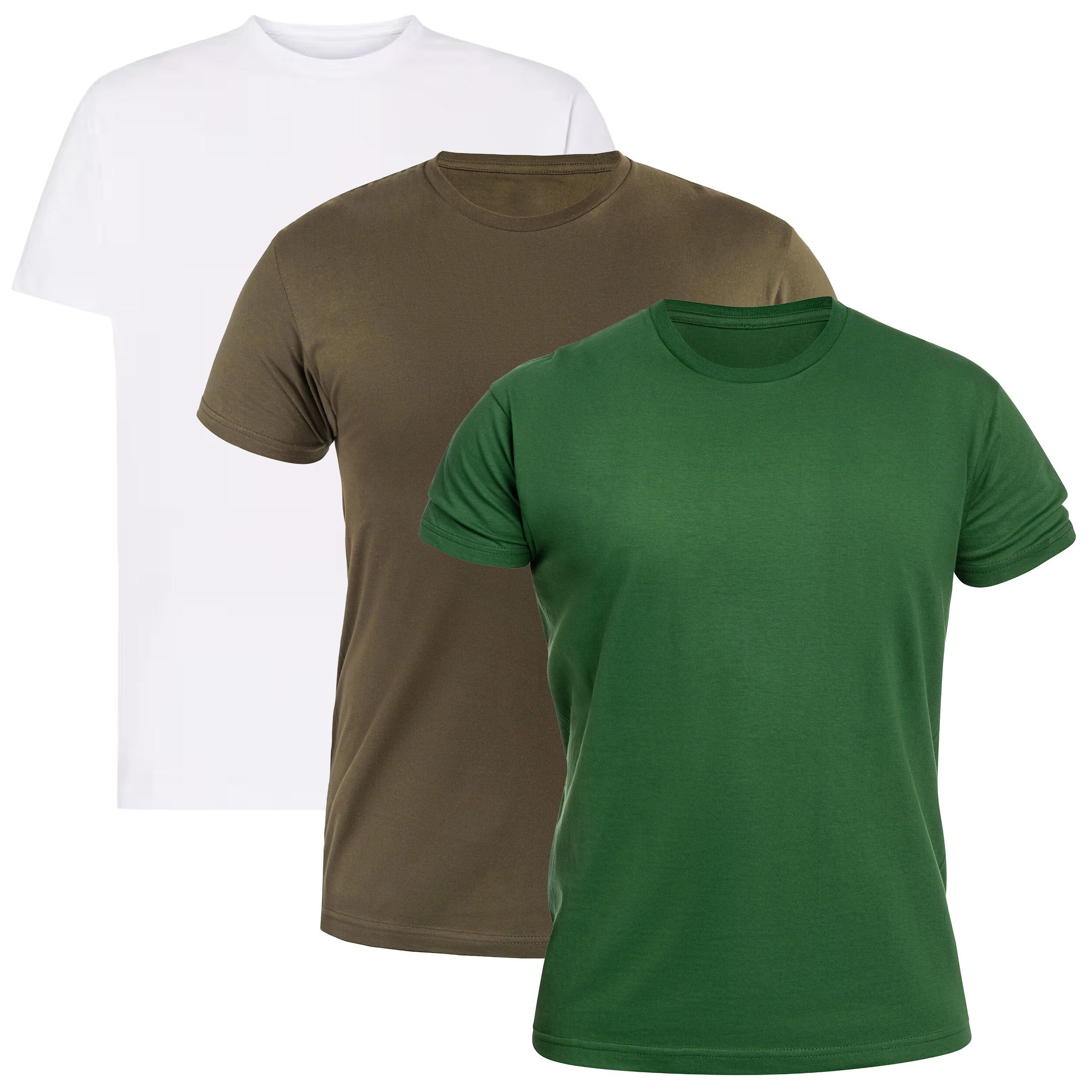 Koszulka wojskowa T-shirt White/Khaki/Bottle Green - 3 szt.