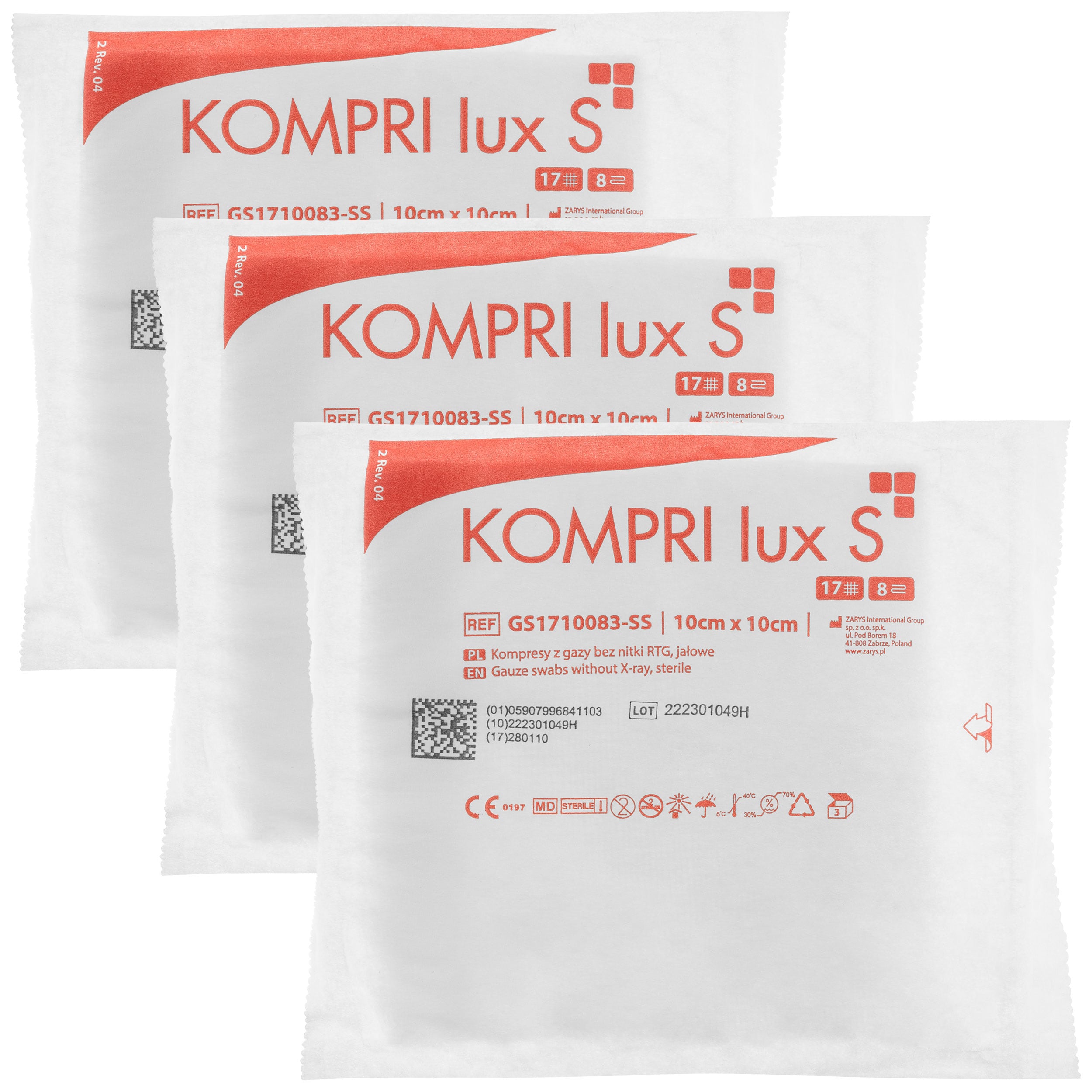 Марлевий компрес Zarys Kompri Lux S 10 x 10 см - 3 шт.
