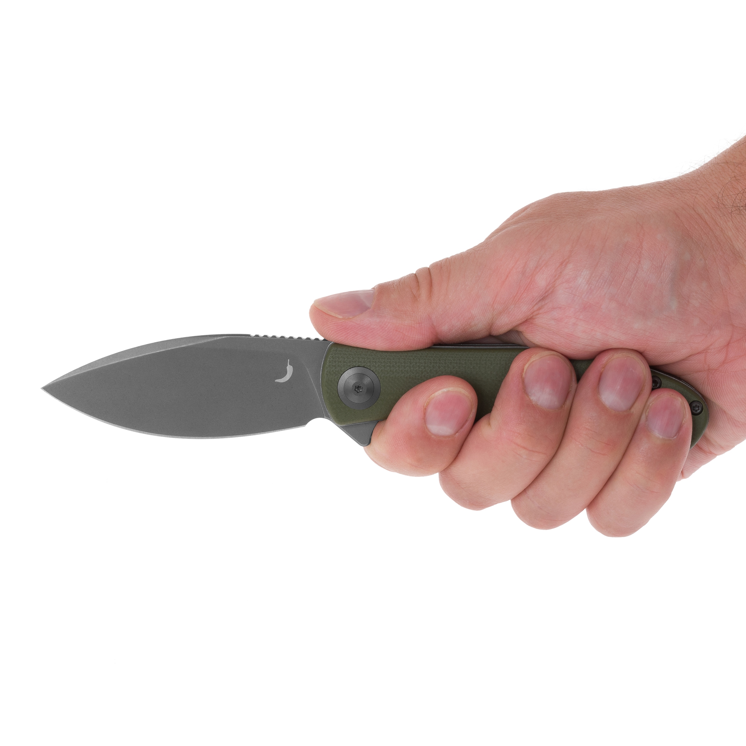 Складаний ніж Trollsky Knives Mandu EVO Grey Stonewashed 14C28N/OD Green G10