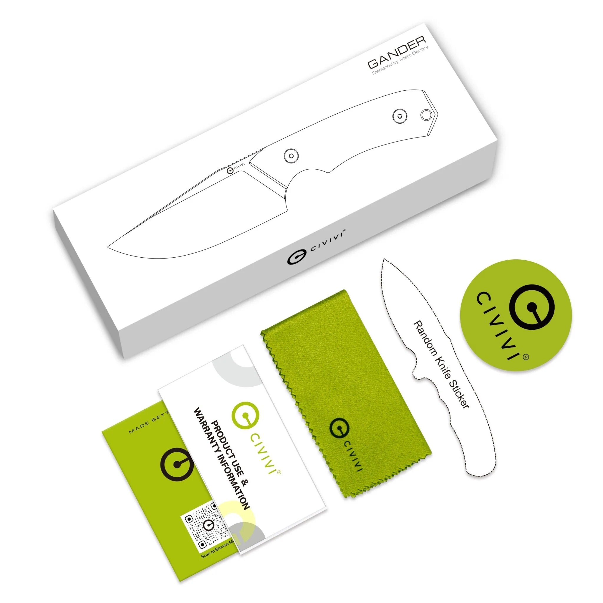 Civivi Gander Canvas Micarta Fixed Blade Knife - Black Stonewashed