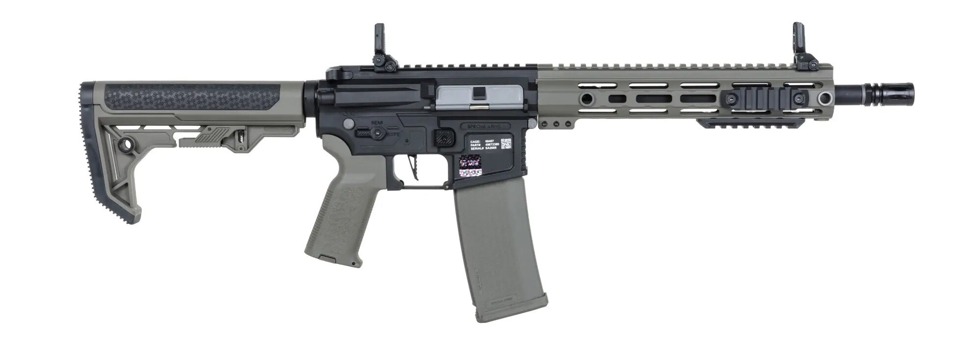 Karabinek szturmowy AEG Specna Arms SA-F05-RL Flex Light Ops Stock New Receiver HAL ETU Gen. 2 - Olive