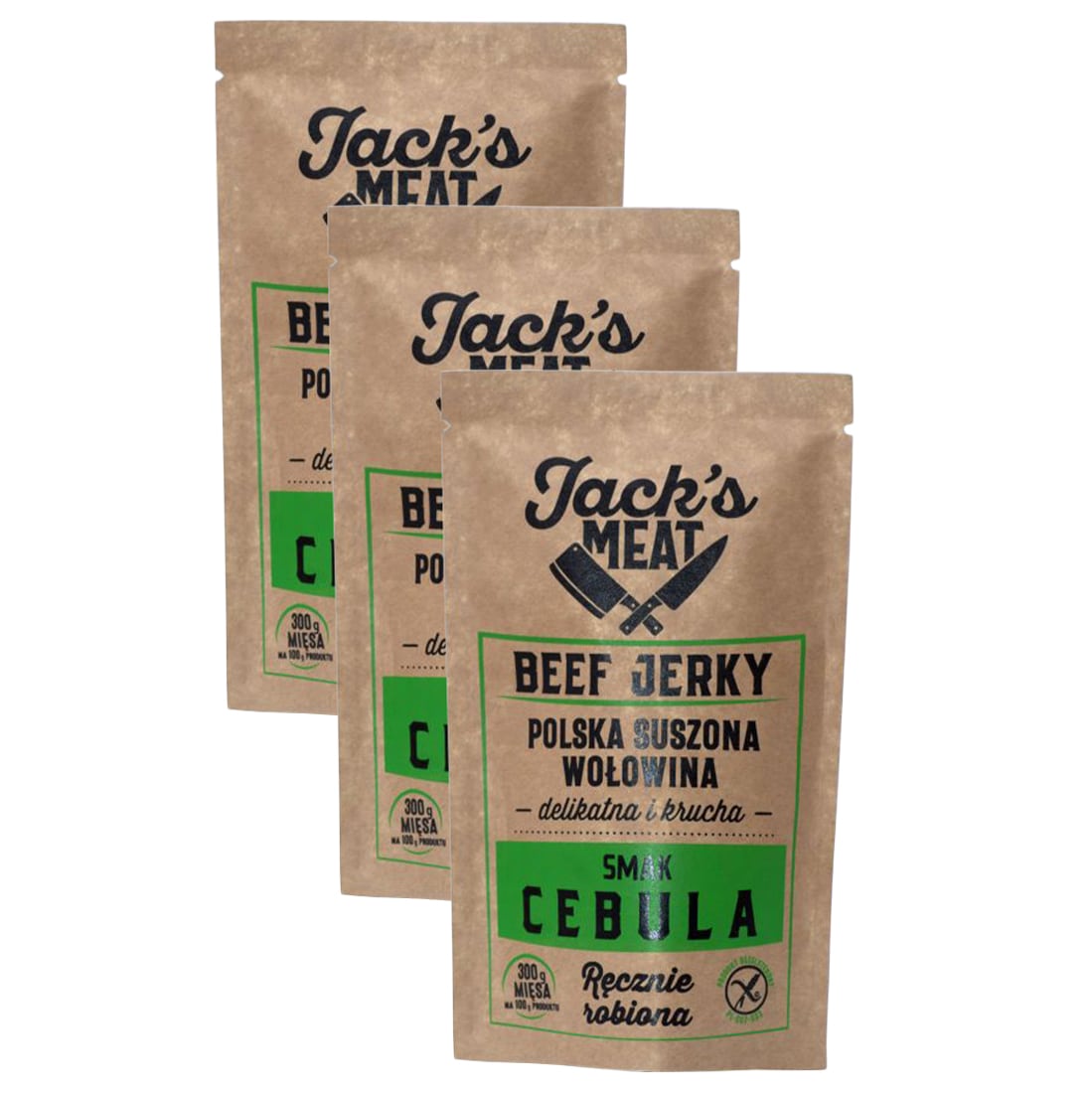 Сушена яловичина Jack's Meat Beef Jerky зі смаком цибулі 30 г - 3 шт.