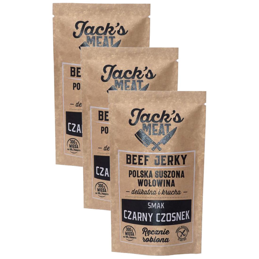 Сушена яловичина Jack's Meat Beef Jerky зі смаком чорного часнику 30 г - 3 шт.