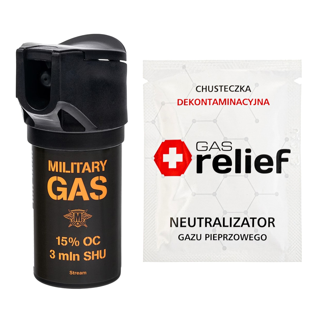 Газовий балончик Military Gas 50 мл струмінь + нейтралізуюча серветка Gas Relief - набір