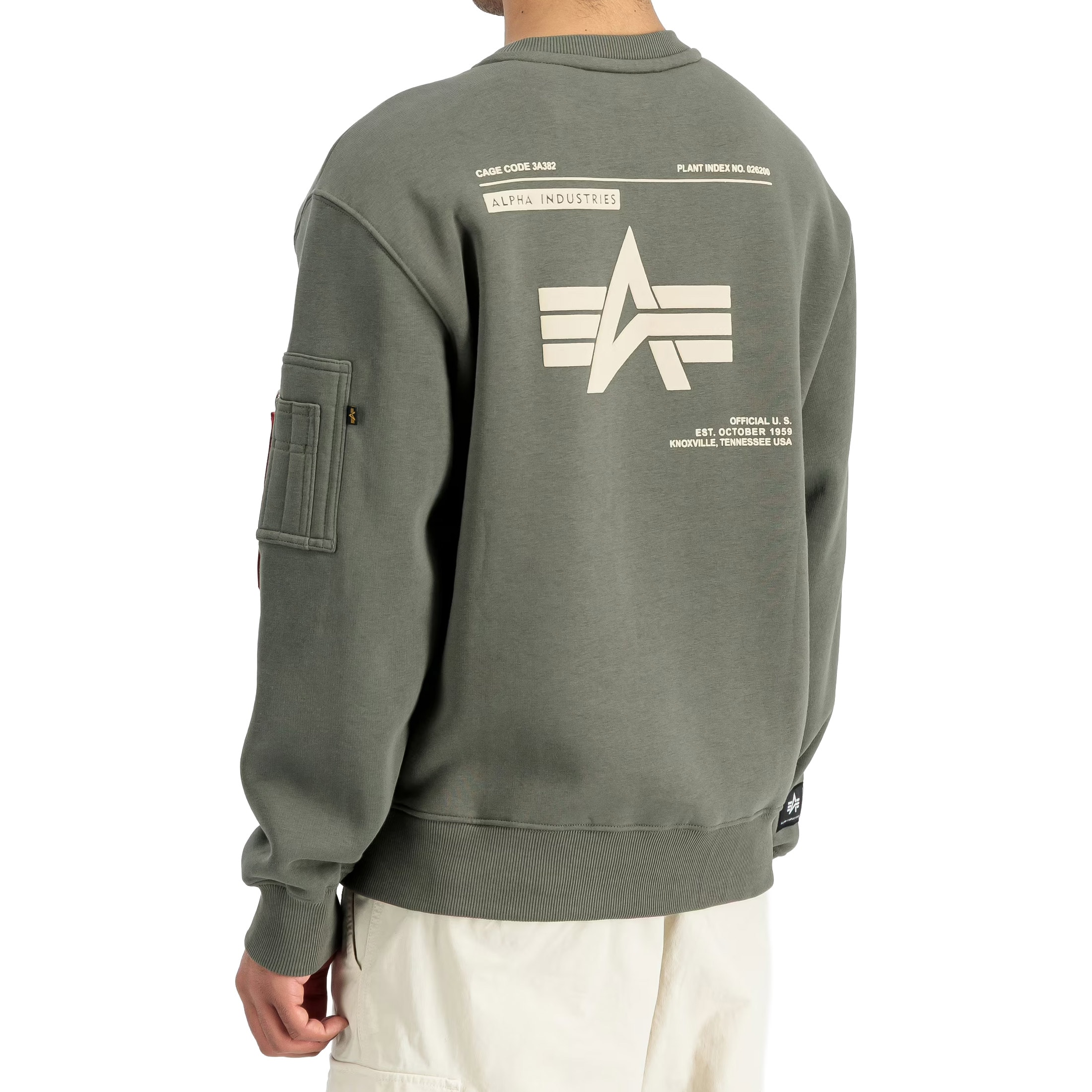 Кофта Alpha Industries Label Backprint - Dark Olive
