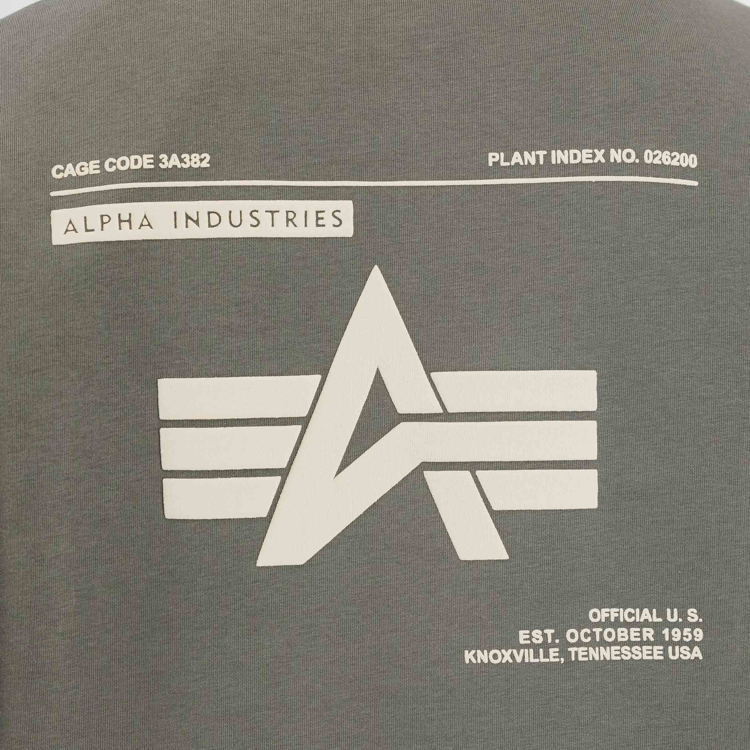Кофта Alpha Industries Label Backprint - Dark Olive