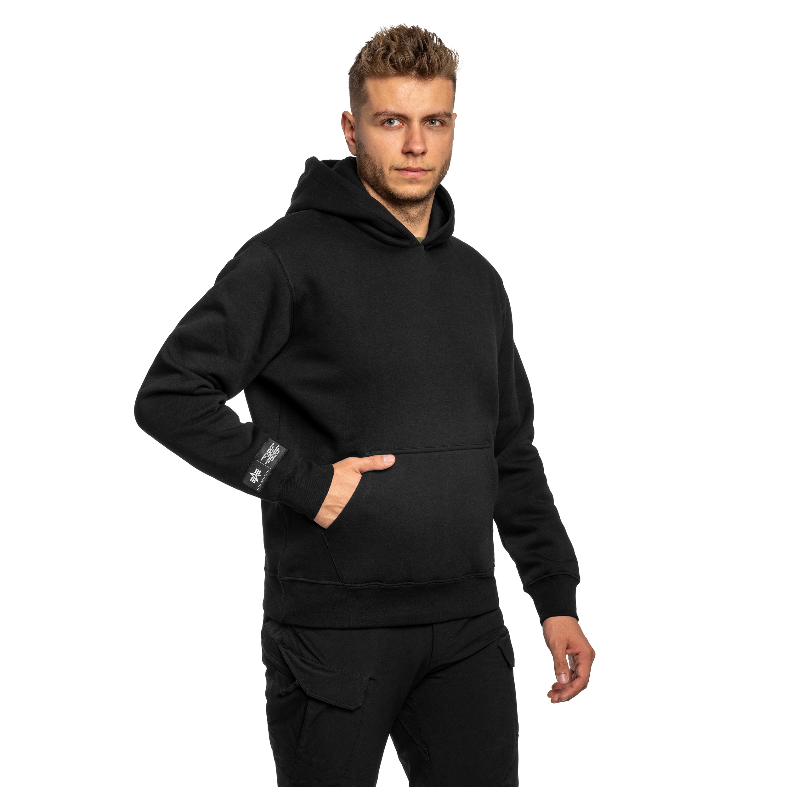 Bluza Alpha Industries Label Backprint Hoodie - Black
