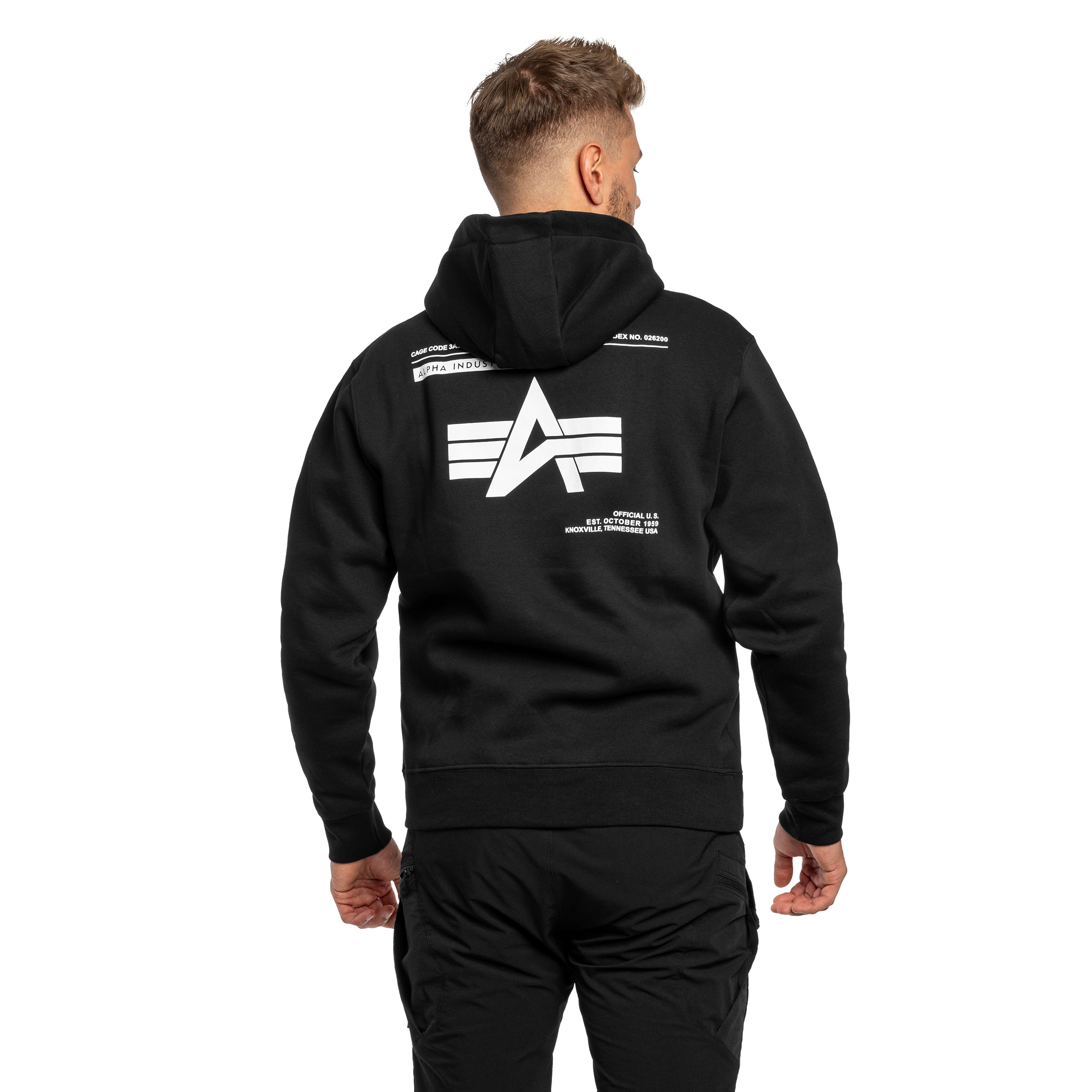 Bluza Alpha Industries Label Backprint Hoodie - Black