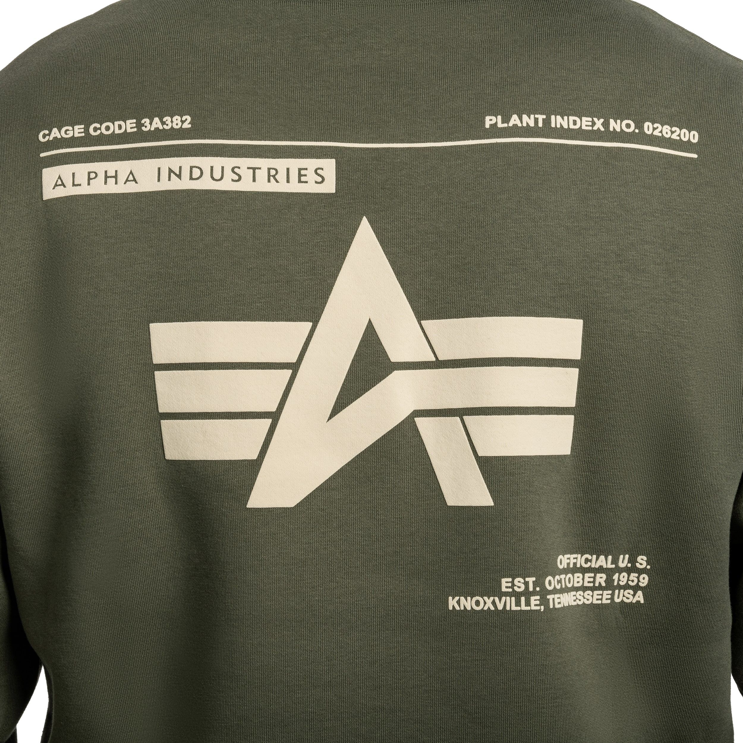 Bluza Alpha Industries Label Backprint Hoodie - Dark Olive