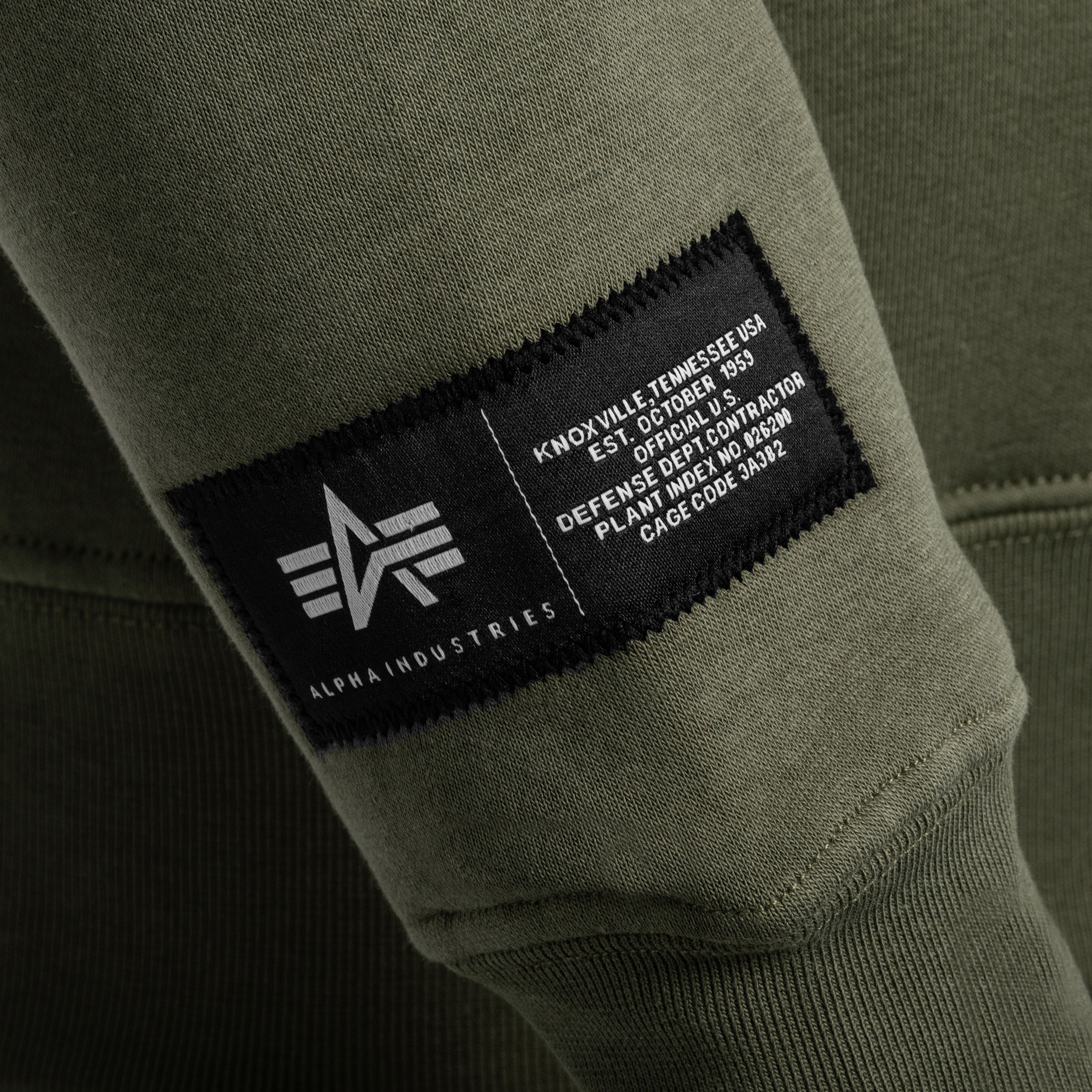 Bluza Alpha Industries Label Backprint Hoodie - Dark Olive
